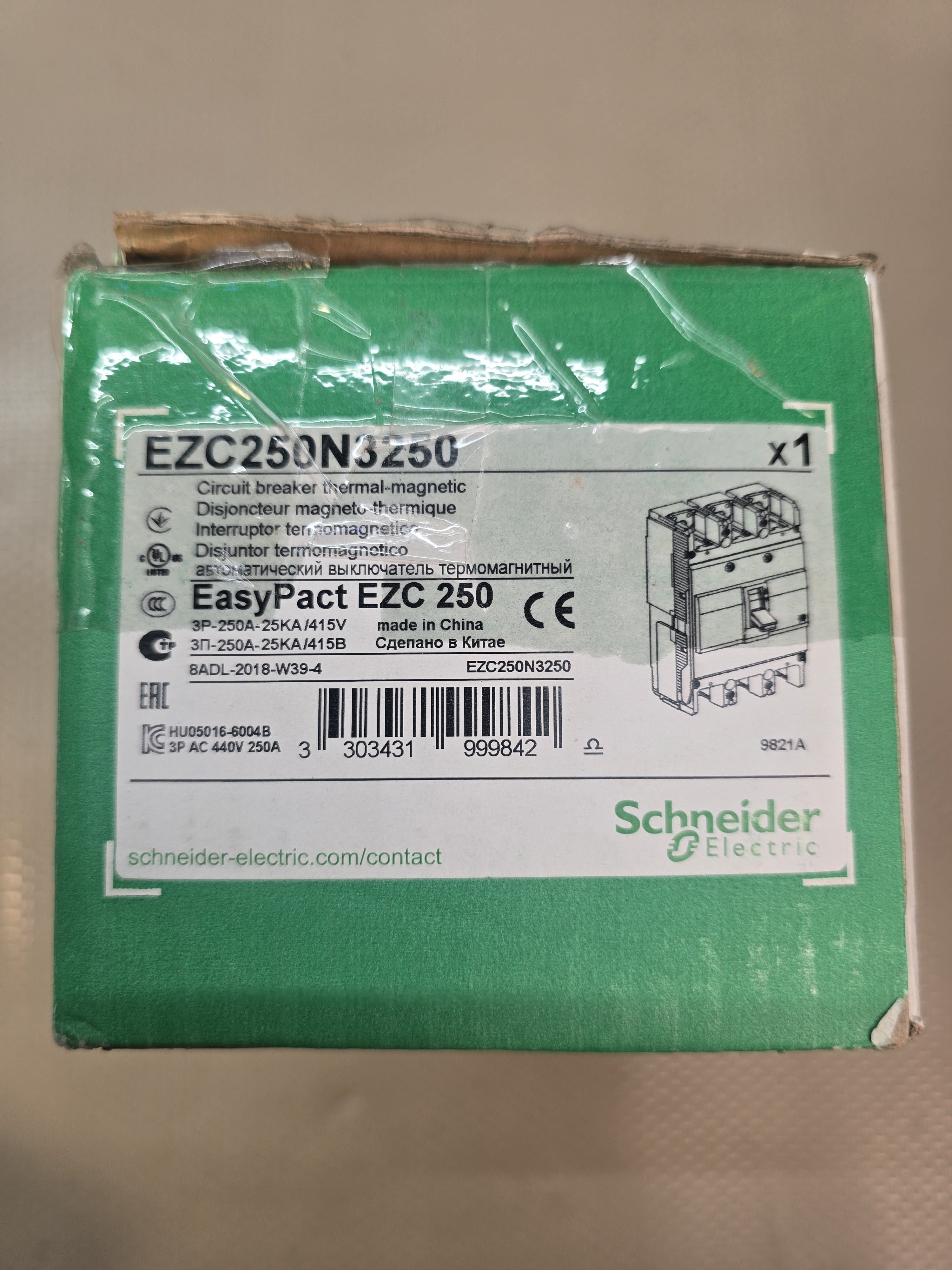 Schneider Electric EZC250N3250 3 Pole 250A Thermal Magnetic Circuit Breaker 415V NEW