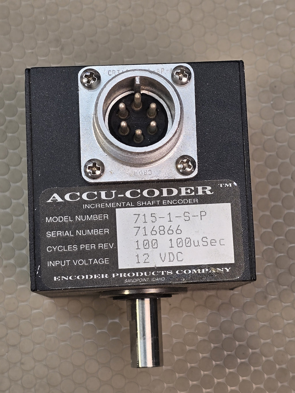 ACCU-CODER 715-1-S-P Incremental Shaft Encoder 100 CPR 12 VDC