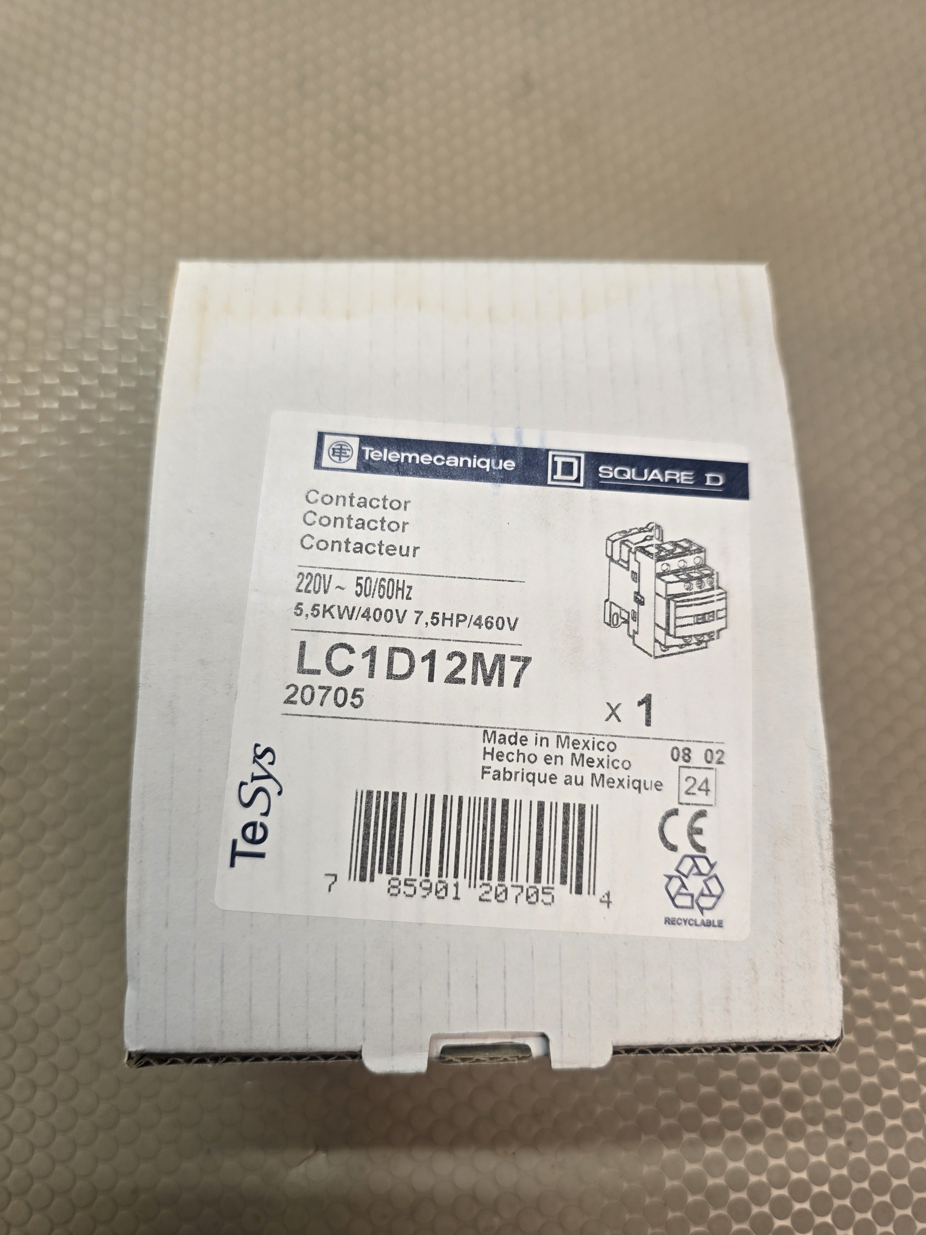 Telemecanique Square D LC1D12M7 Contactor 220V 50/60Hz 5.5KW 7.5HP