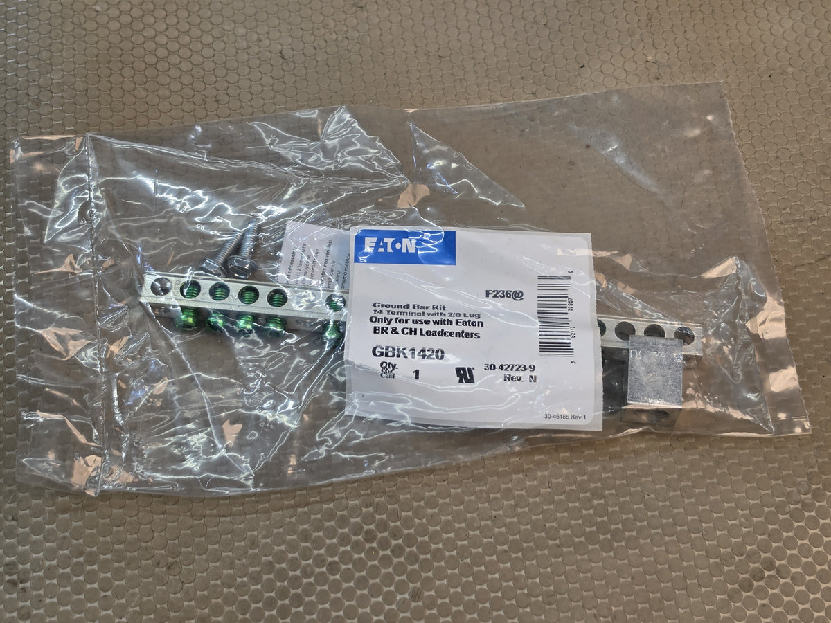 Eaton GBK1420 Ground Bar Kit 14 Terminal 2/0 Lug BR CH Loadcenter NEW