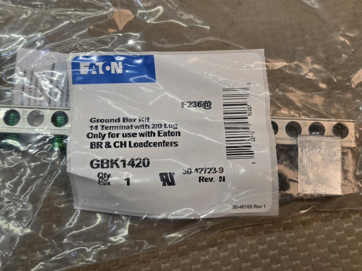 Eaton GBK1420 Ground Bar Kit 14 Terminal 2/0 Lug BR CH Loadcenter NEW