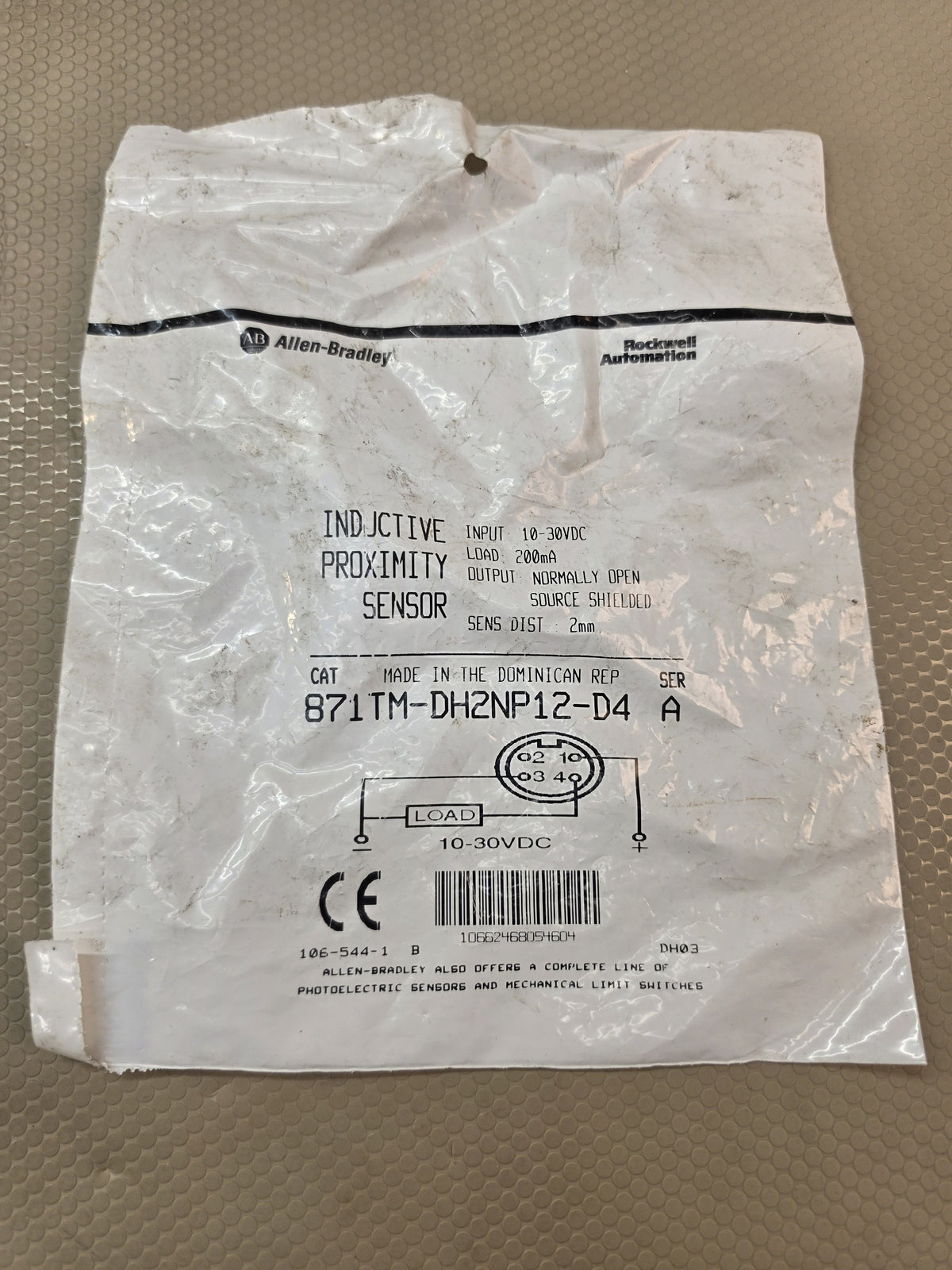 Allen-Bradley 871TM-DH2NP12-D4 Inductive Proximity Sensor 10-30VDC 2mm - NEW