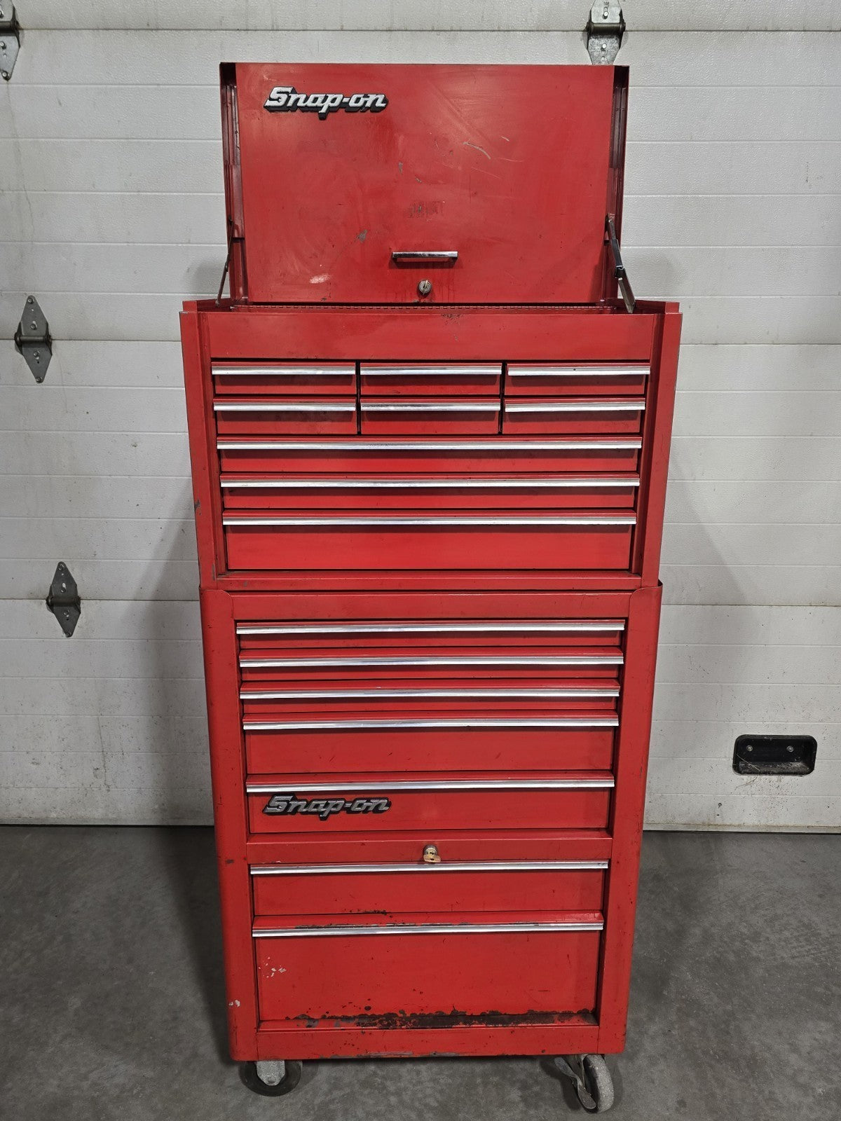 Snap On KRA-59F KRA-380A 1982 Top Chest & Bottom Chest Tool Box Vintage W/ Key!