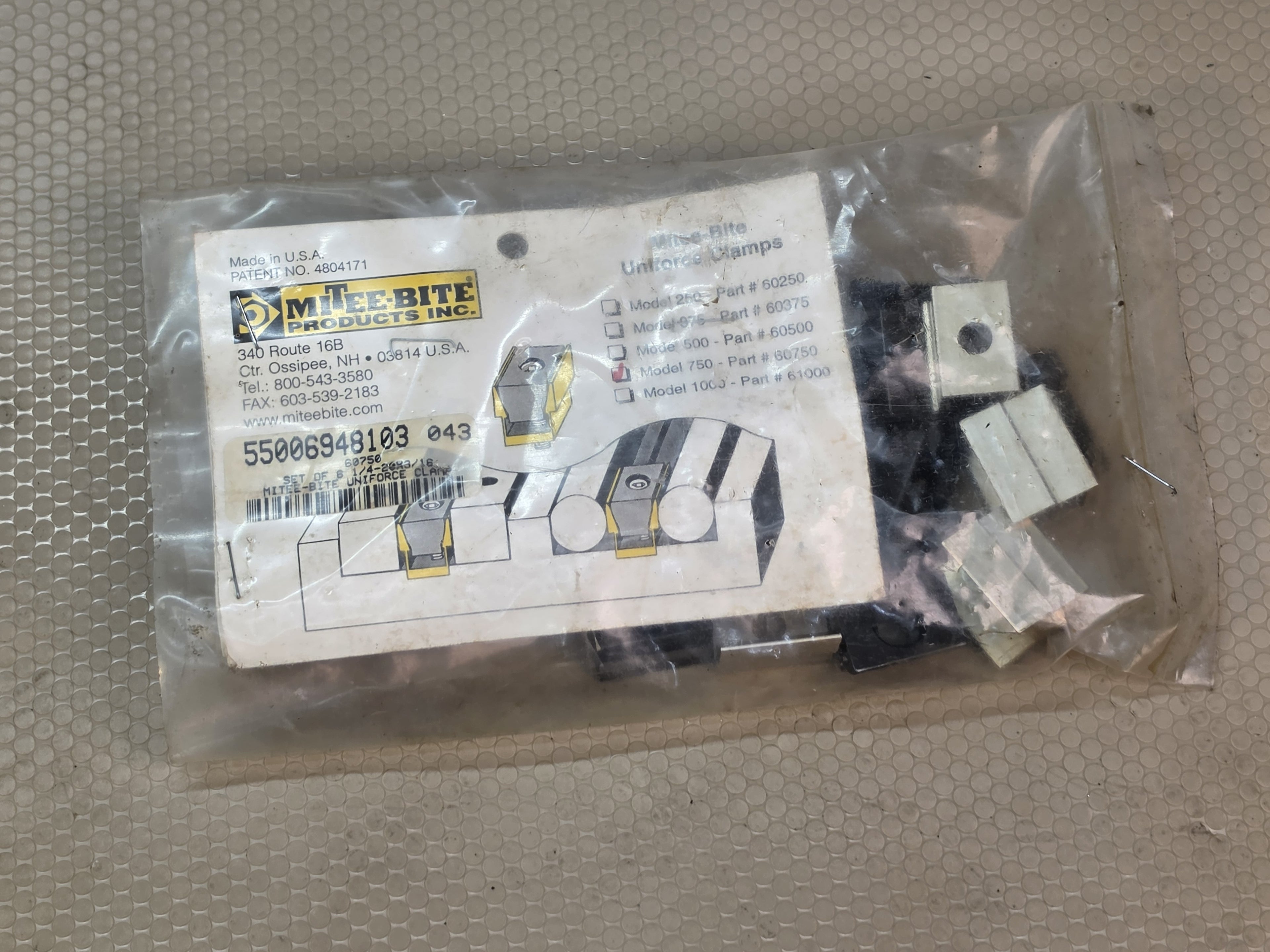 Mitee-Bite 60750 Uniforce Clamps Set 750 1/4-20x3/16 Workholding 8-Pack NEW