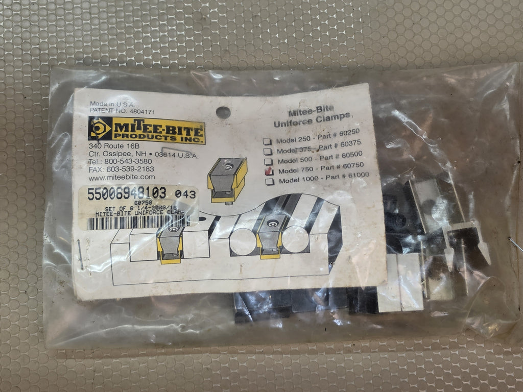 Mitee-Bite 60750 Uniforce Clamps Set 750 1/4-20x3/16 Workholding 8-Pack NEW
