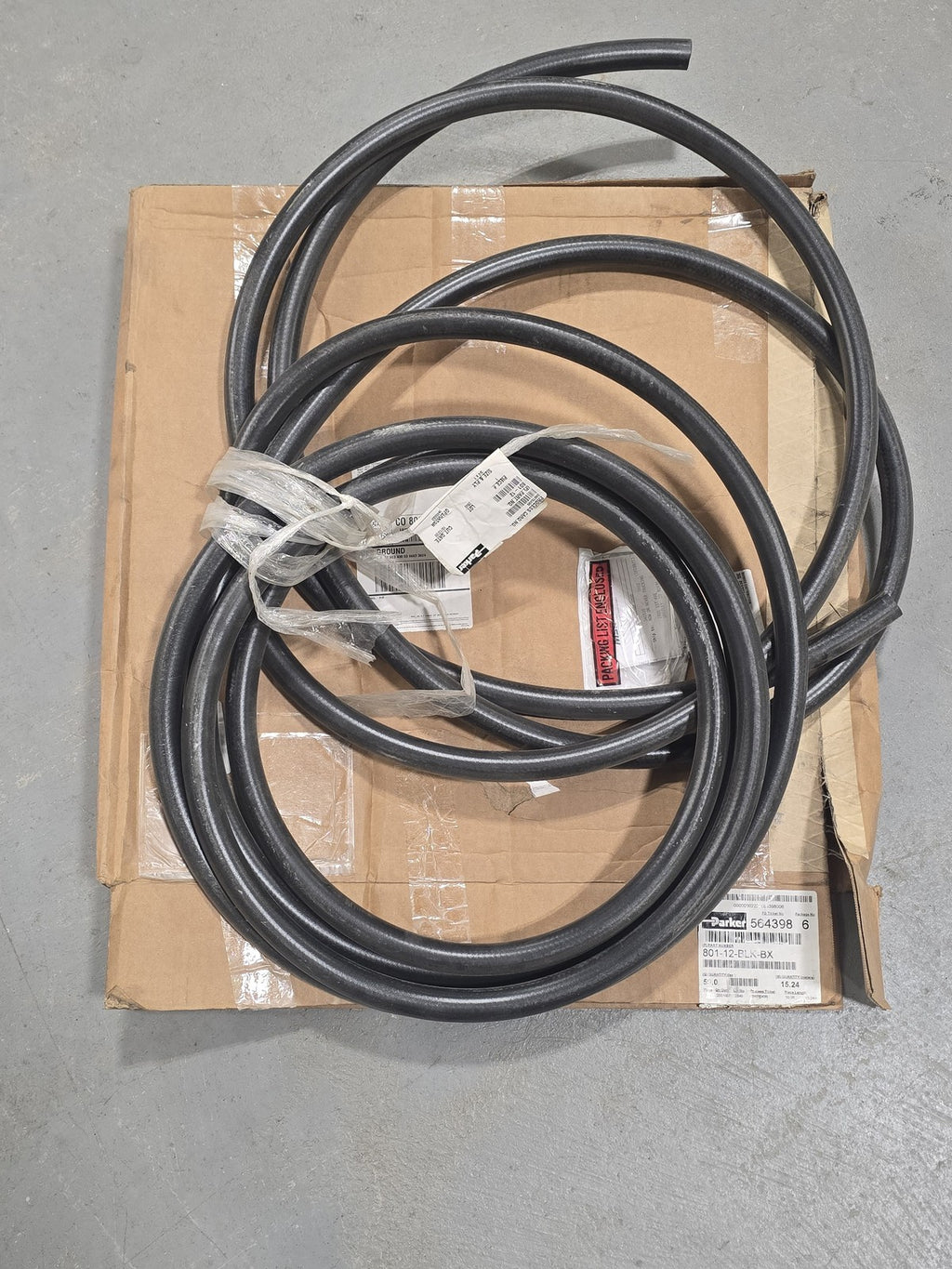 Parker 801-12-BLK-BX Push-Lok Plus Multipurpose Hose 3/4" ID 50ft Coil Black