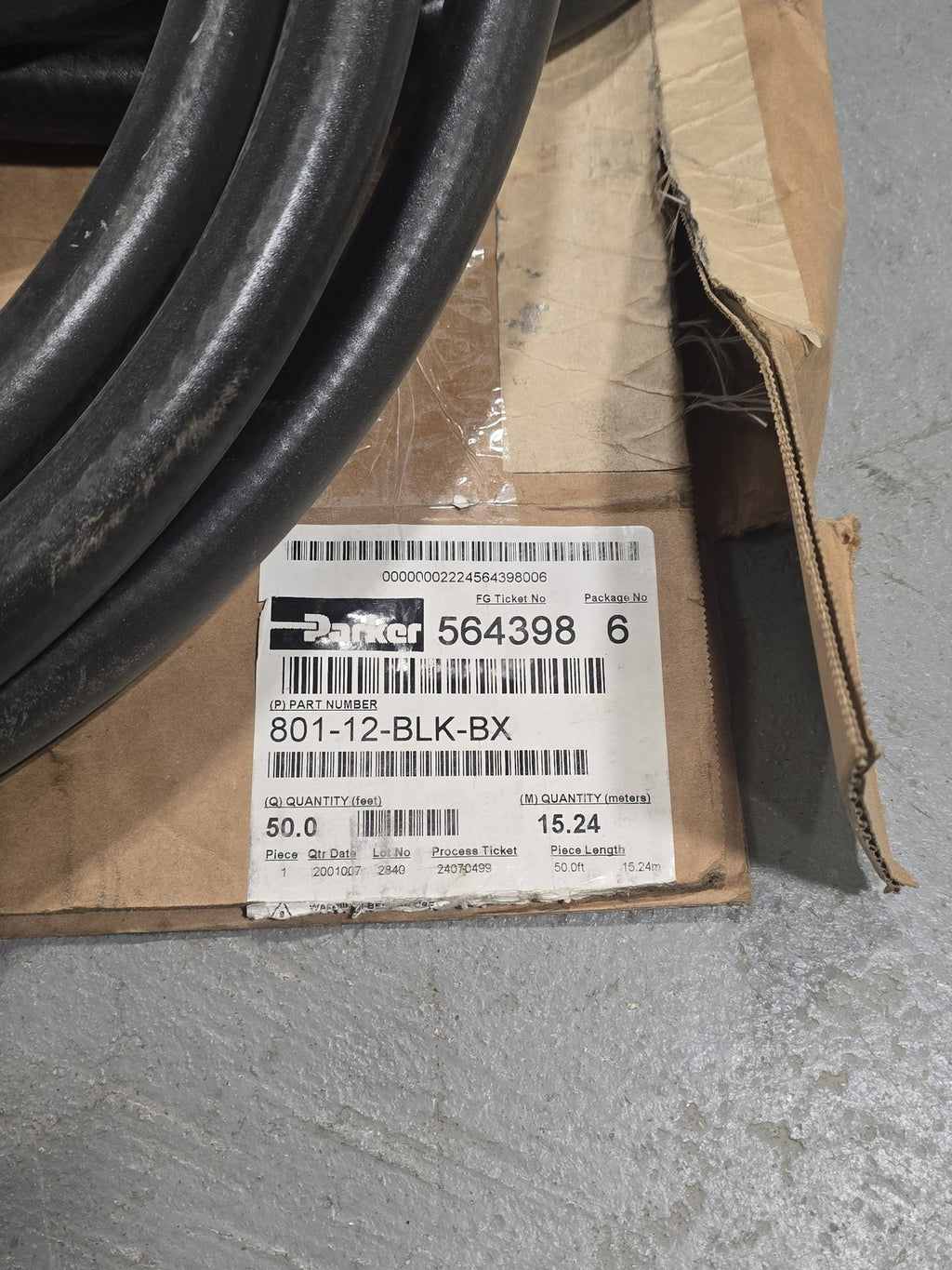 Parker 801-12-BLK-BX Push-Lok Plus Multipurpose Hose 3/4" ID 50ft Coil Black