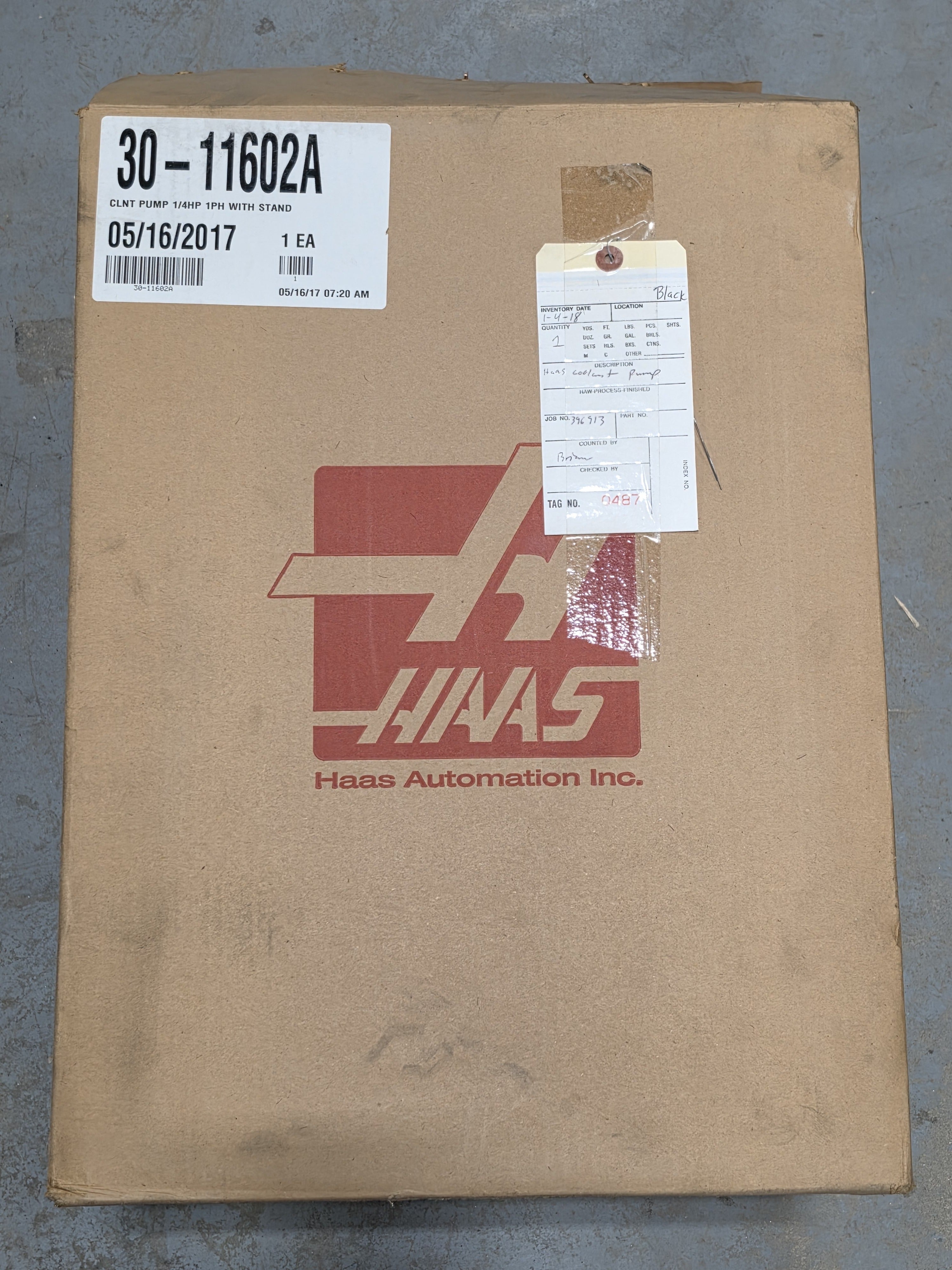 Haas 30-11602A Coolant Pump 1/4HP 1PH w/ Stand A-RYUNG ACP-180HF18 211-259V 50/60Hz 8M NEW