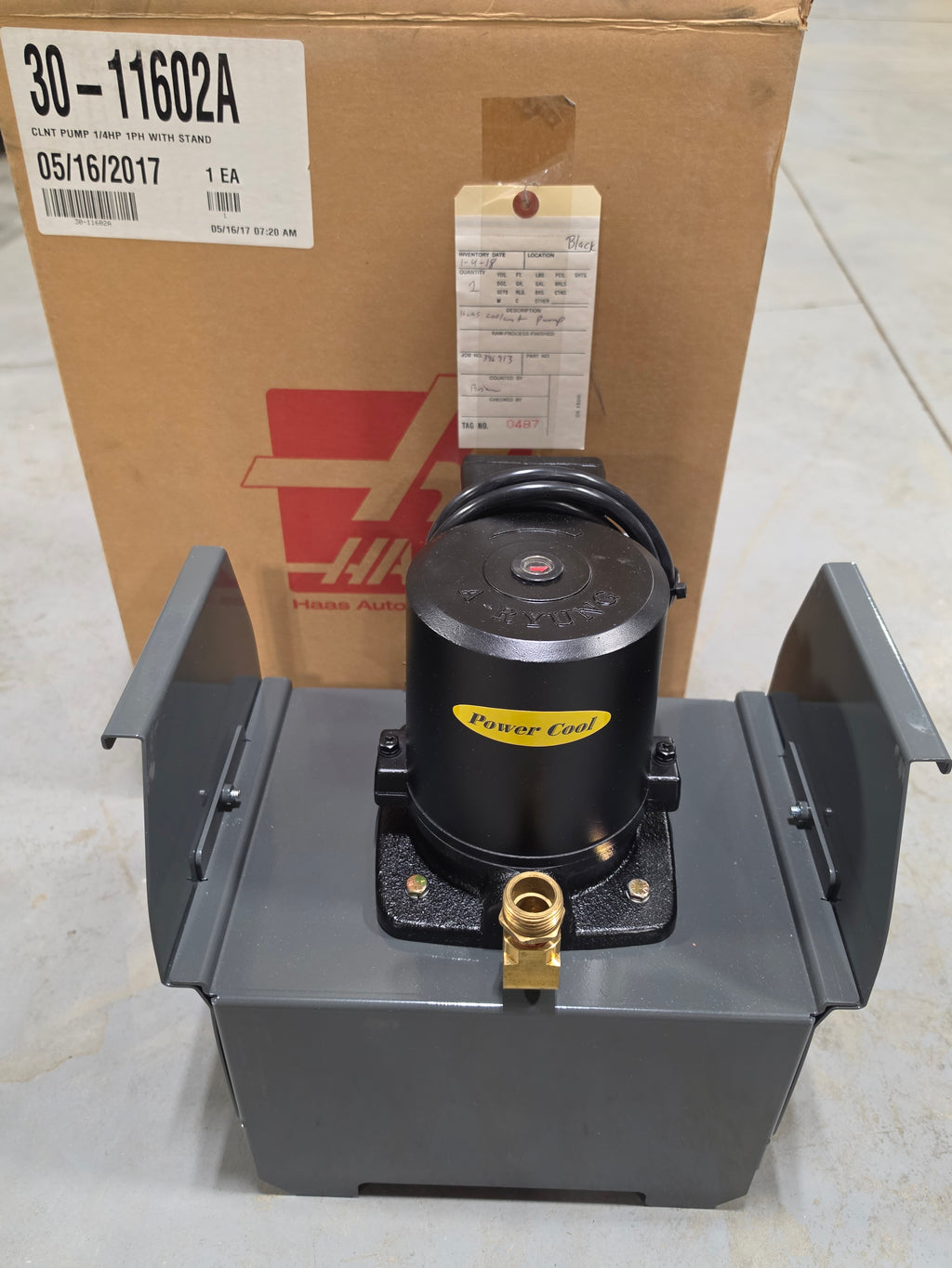 Haas 30-11602A Coolant Pump 1/4HP 1PH w/ Stand A-RYUNG ACP-180HF18 211-259V 50/60Hz 8M NEW