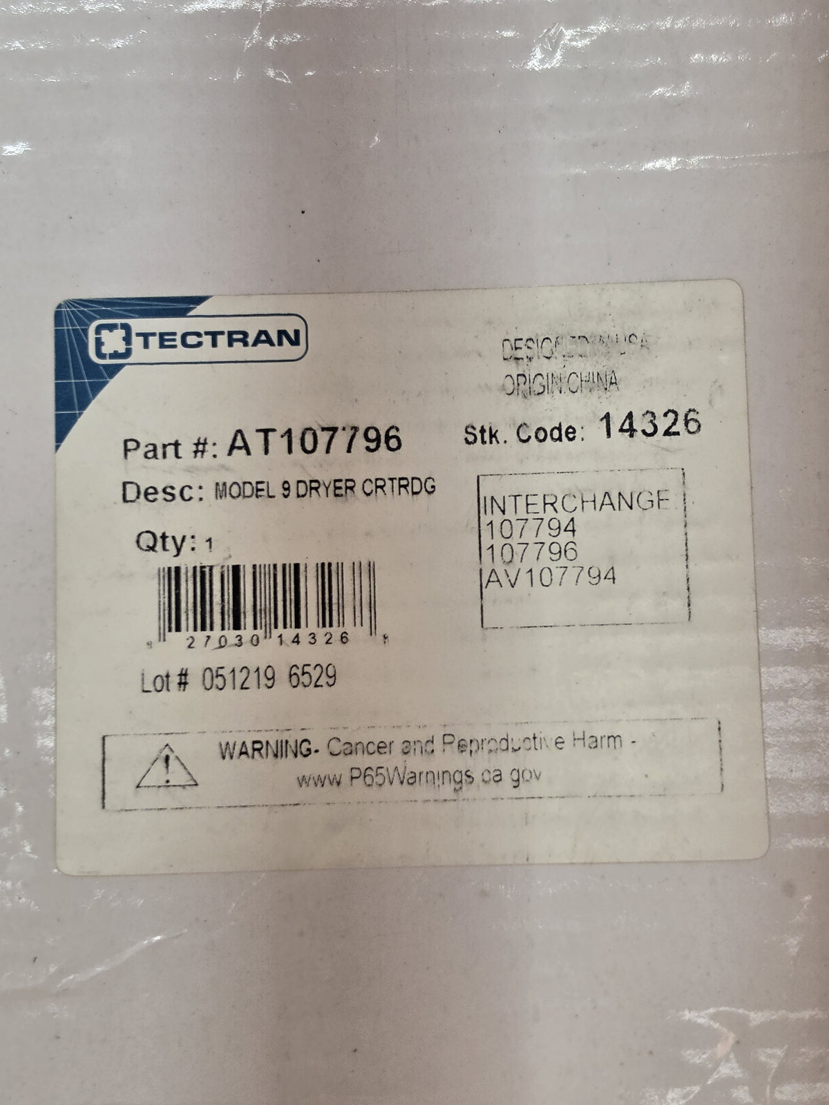 Tectran AT107796 Model 9 Air Brake Dryer Cartridge 107794 AV107794