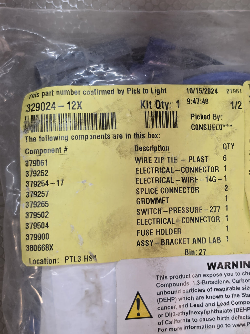 Parker Chelsea 329024-12X 12V PTO Air Shift Control Installation Kit Wiring Harness