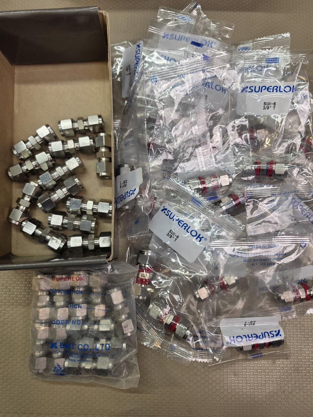 SUPERLOK SUI-6 3/8" Tube Union 316 SS Double Ferrule Compression Fittings 40 pc!
