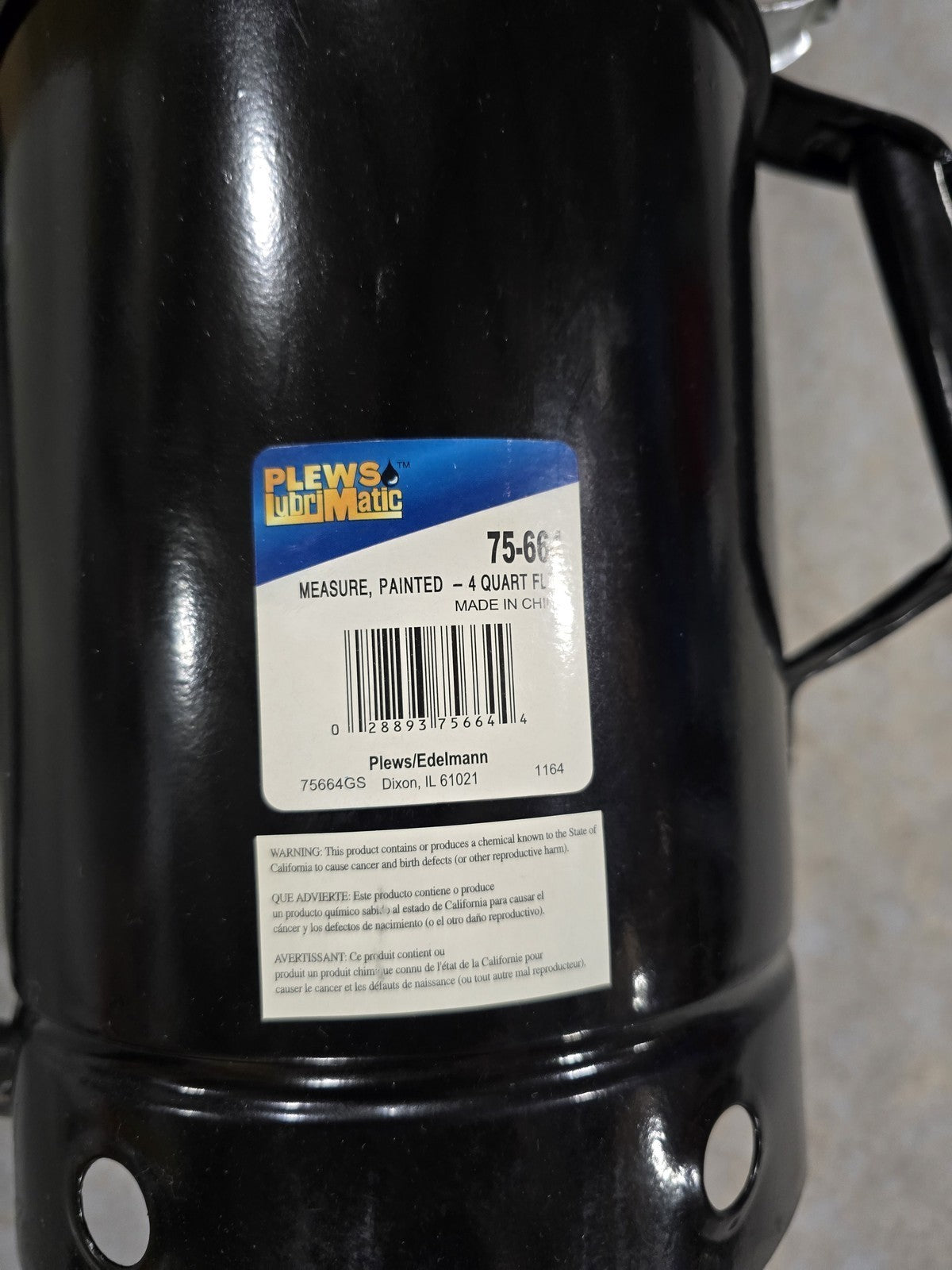 Plews LubriMatic 75-664 4 Qt. Painted Steel Measure Can w/ Flexible Spout