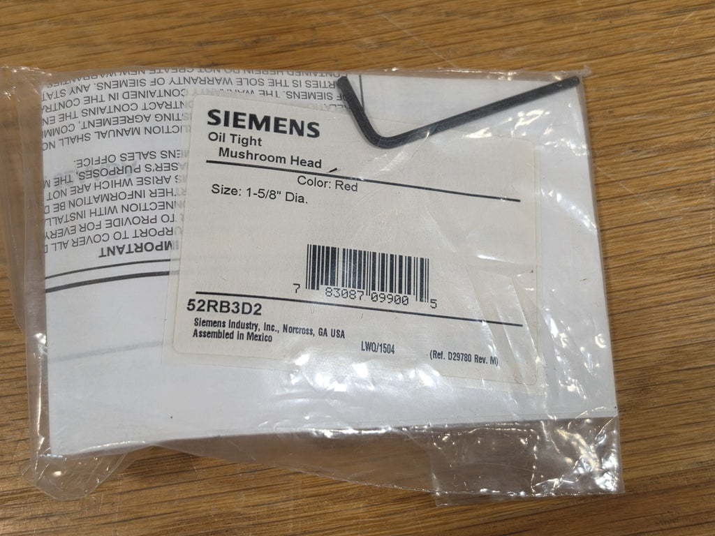SIEMENS 52RB3D2 Mushroom Head Cap Oil Tight Red 1-5/8" Dia.