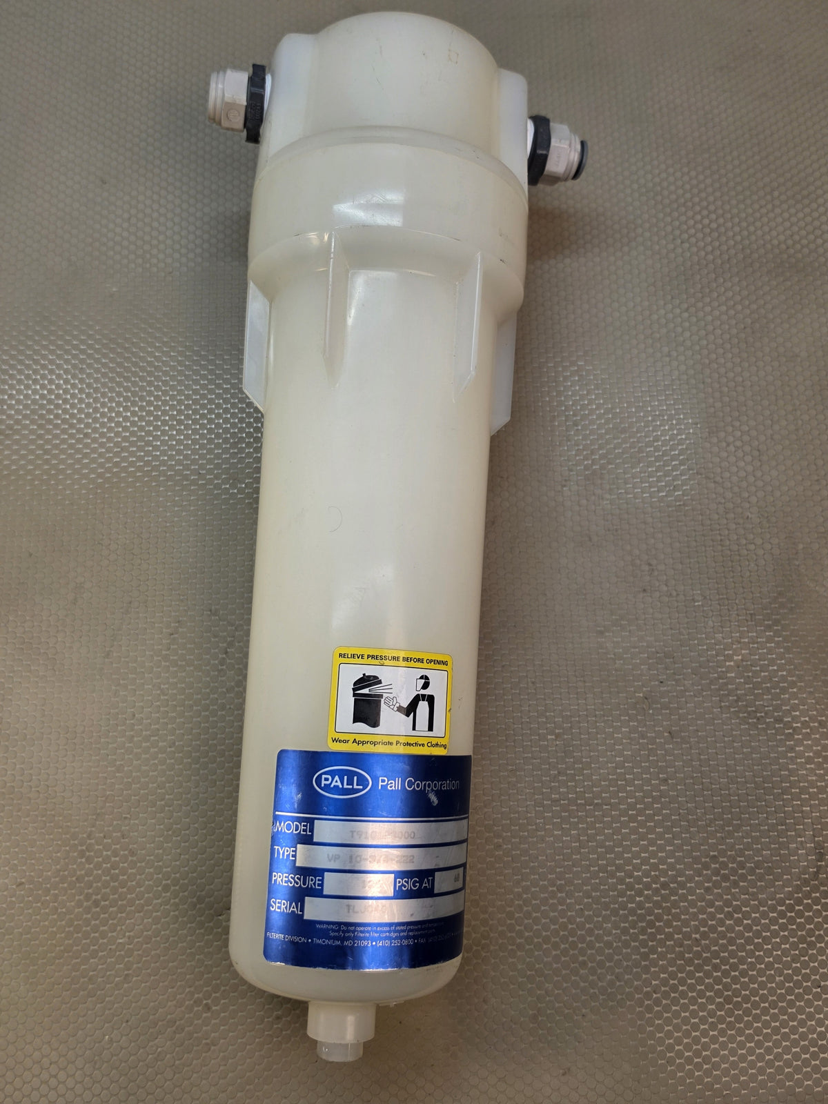 Pall T910423000 Filter Housing VP 10-3/4-222 Filterite Complete With New Filter
