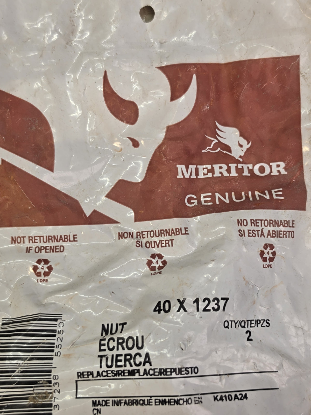 Meritor Genuine 40X1237 Pinion Drive Shaft Yoke Nut Set *Pack of 2*