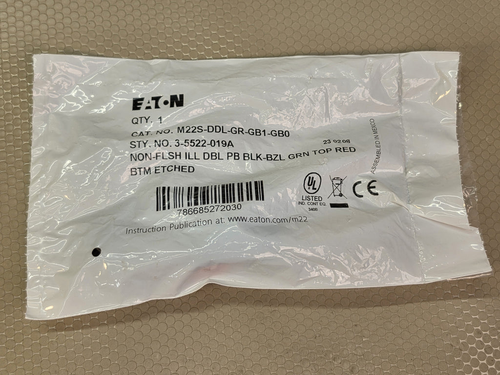 EATON M22S-DDL-GR-GB1-GB0 Non-Flush Illuminated Double Pushbutton Green Red