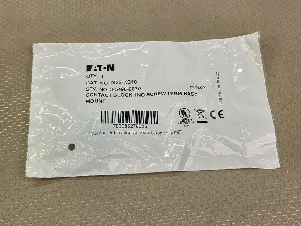 EATON M22-KC10 Contact Block 1NO Screw Term Base Mount New