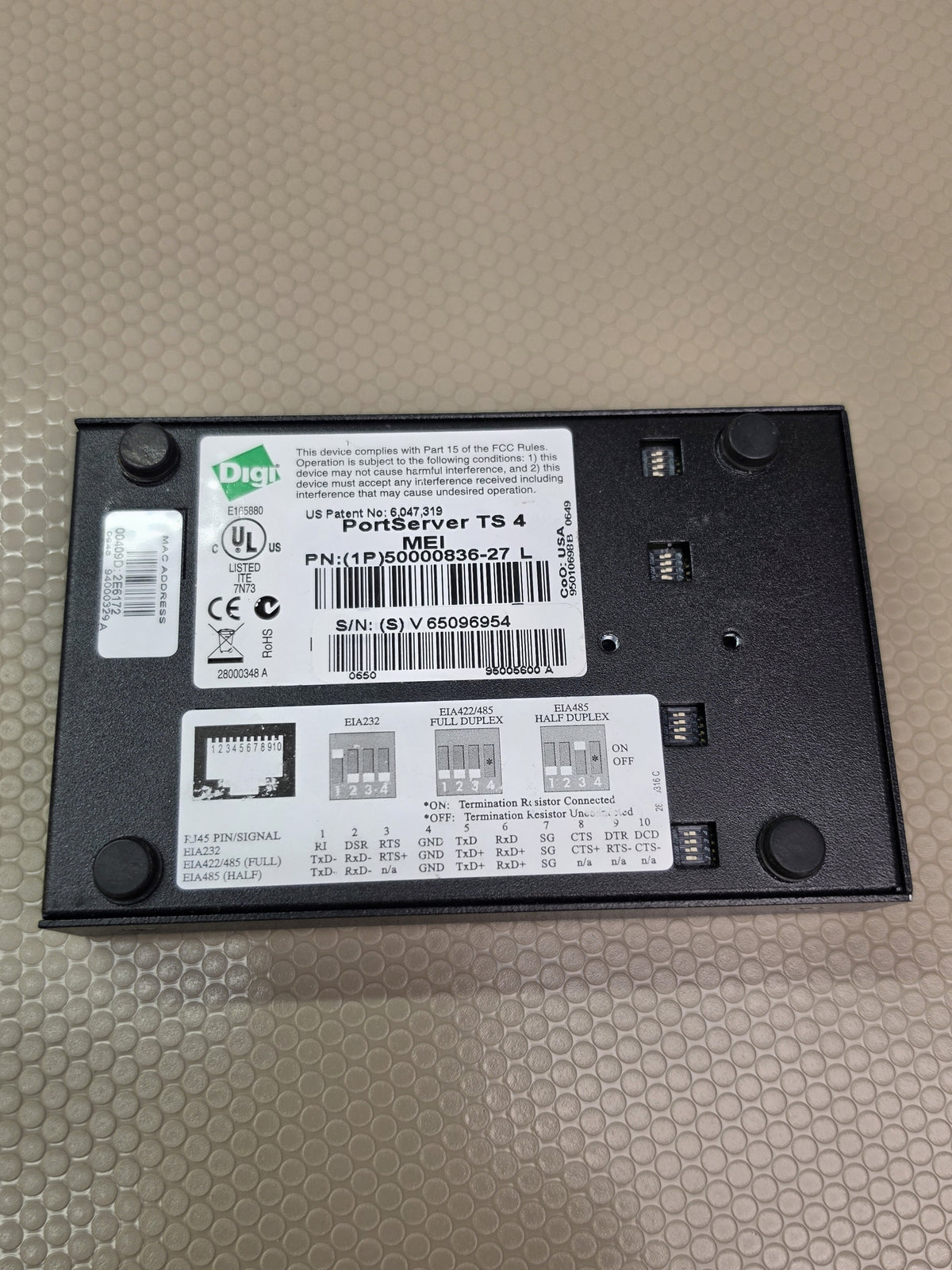 Digi PortServer TS 4 MEI 50000836-27 4-Port Serial Device Server RS232/422/485