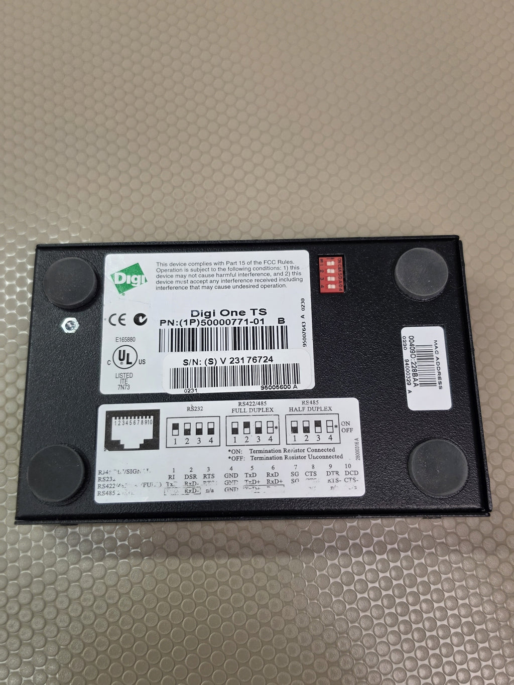Digi One TS 50000771-01 Serial Device Server RS-232/422/485 Ethernet 9-30VDC