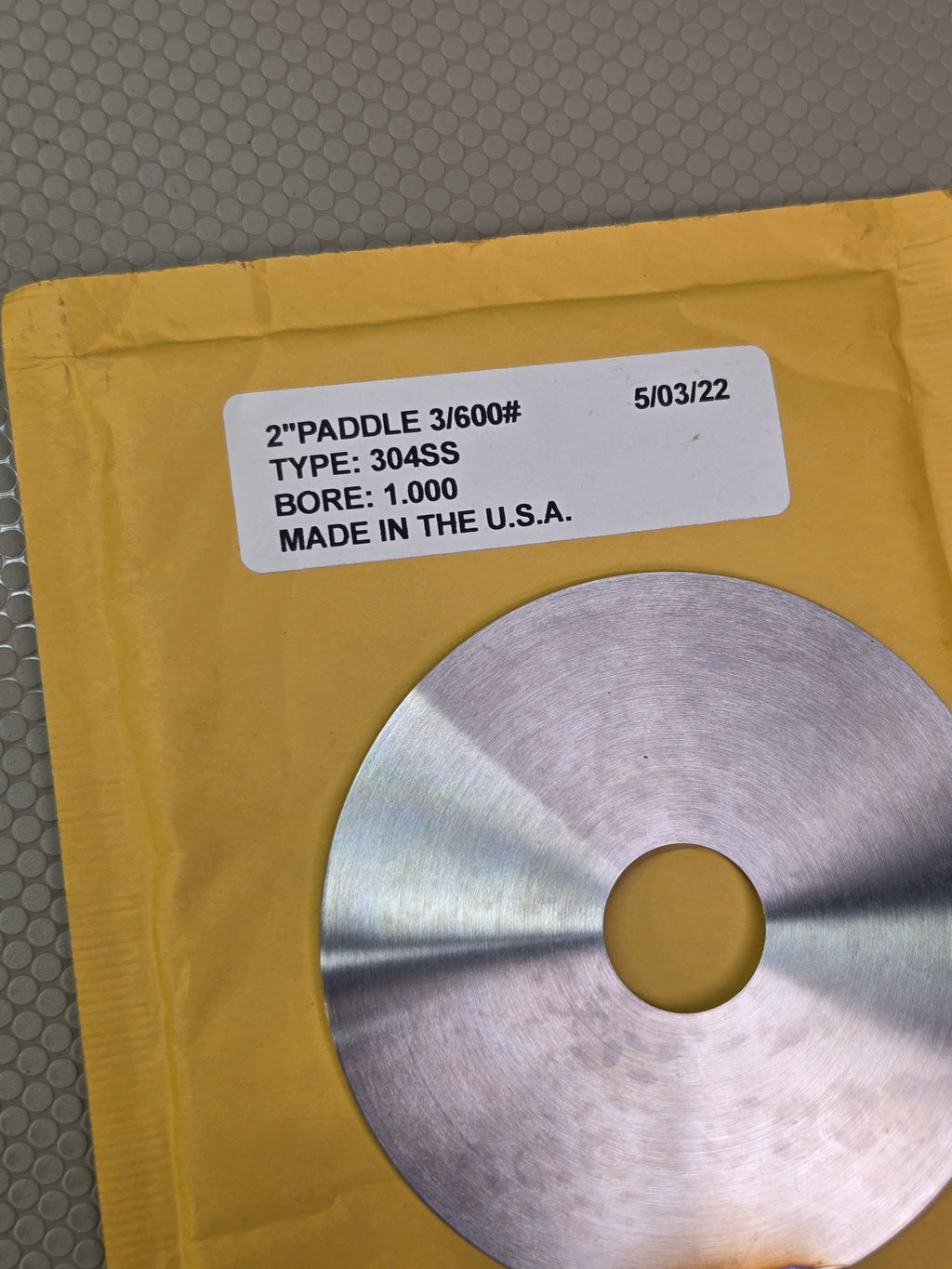 RRI Paddle Orifice Plate 2in 300/600# 304SS 1.000 Bore - NEW