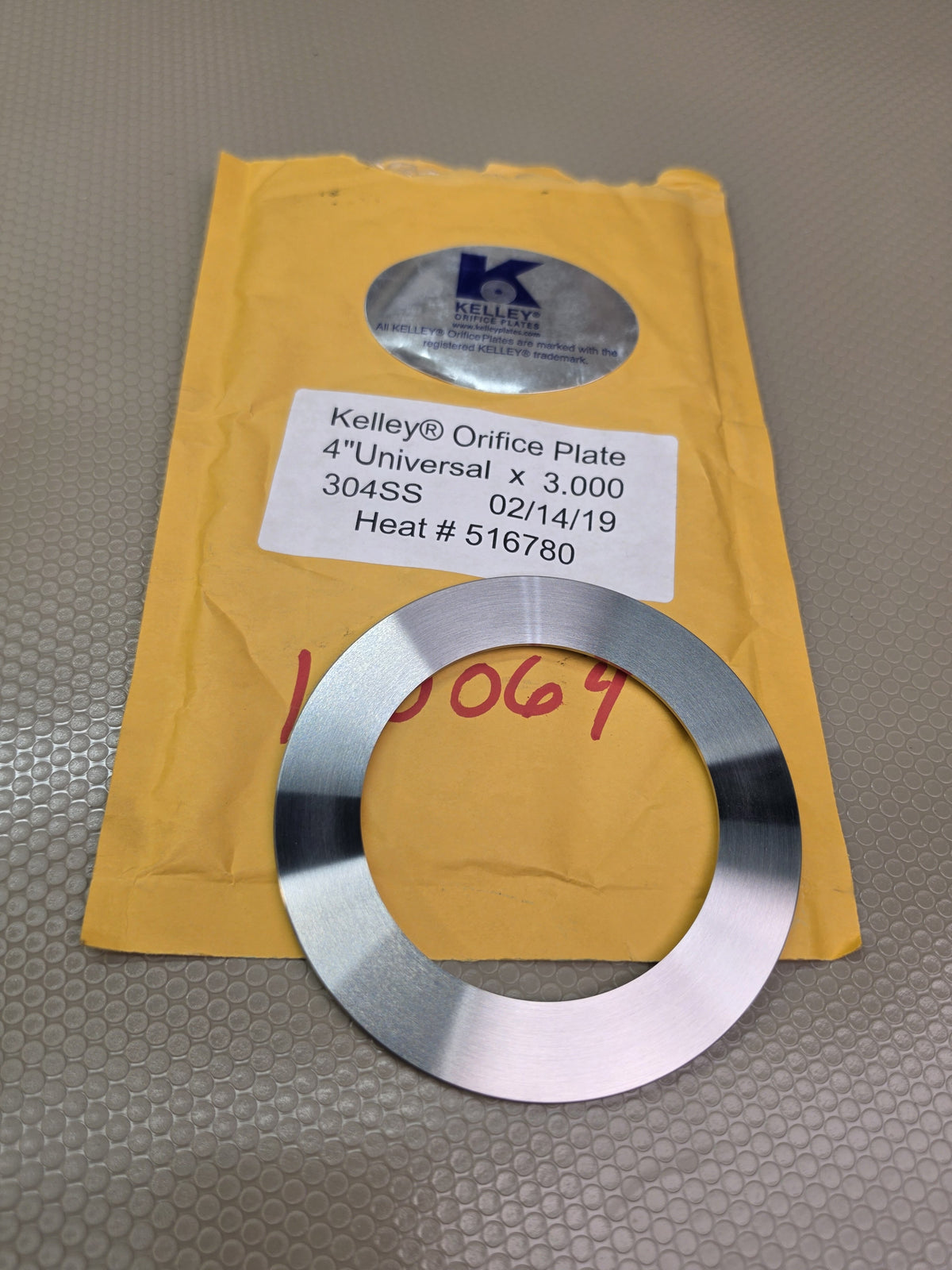 Kelley 4" Universal x 3.000 304SS Orifice Plate Heat 516780