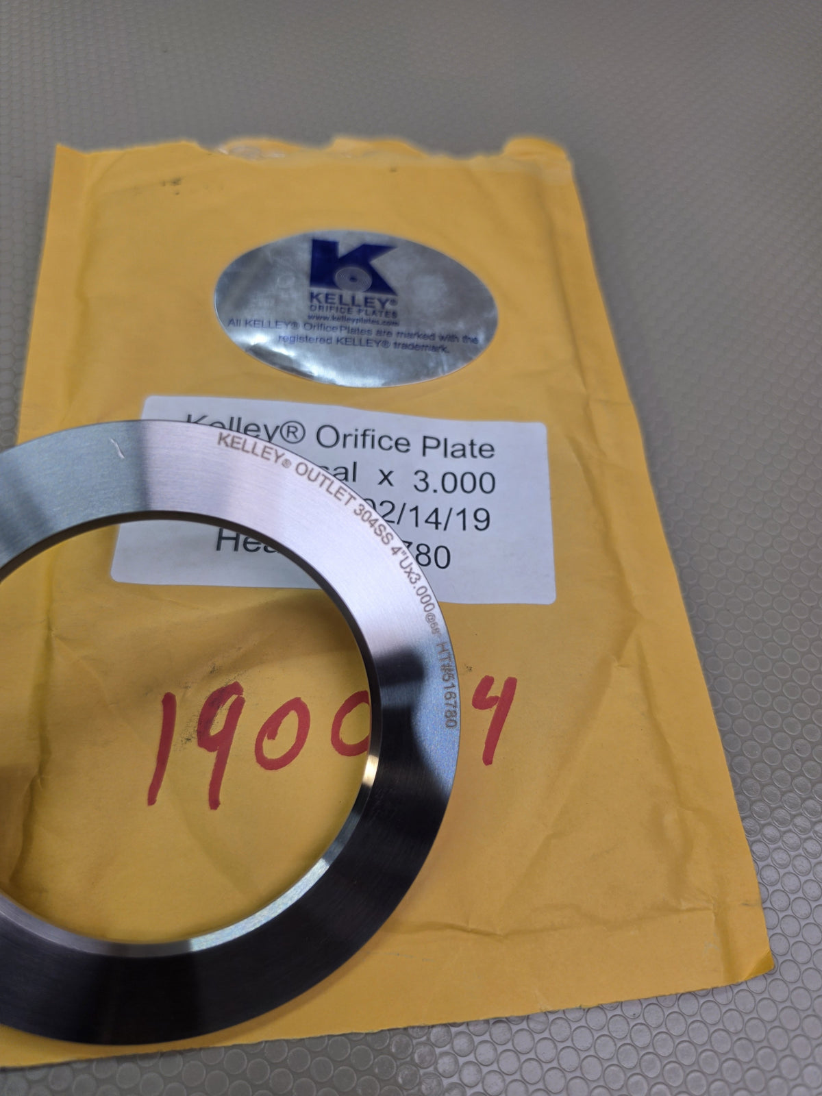 Kelley 4" Universal x 3.000 304SS Orifice Plate Heat 516780