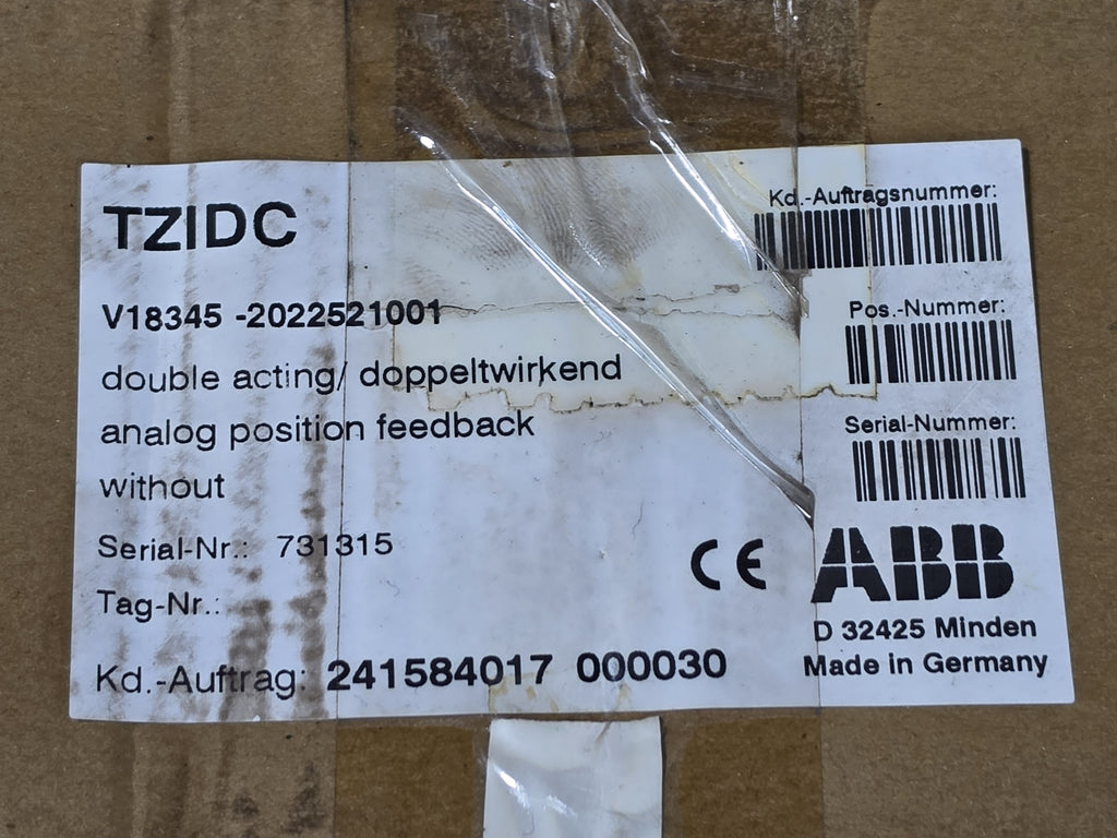 ABB TZIDC V18345-2022521001 Valve Positioner Double Acting Analog FB - NEW