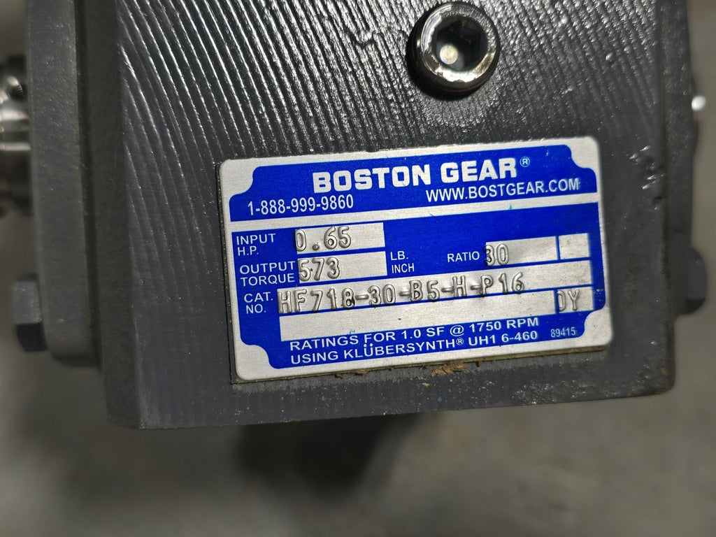 Boston Gear HF718-30-B5-H-P16 Worm Gear Speed Reducer 30:1 Ratio 0.65HP 56C NEW