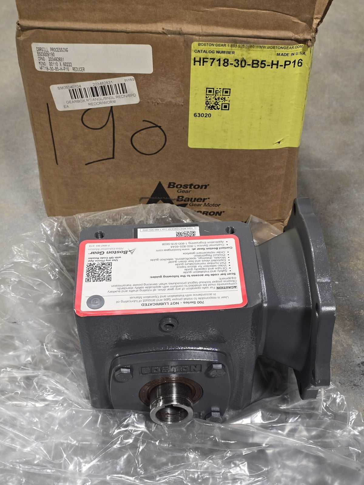 Boston Gear HF718-30-B5-H-P16 Worm Gear Speed Reducer 30:1 Ratio 0.65HP 56C