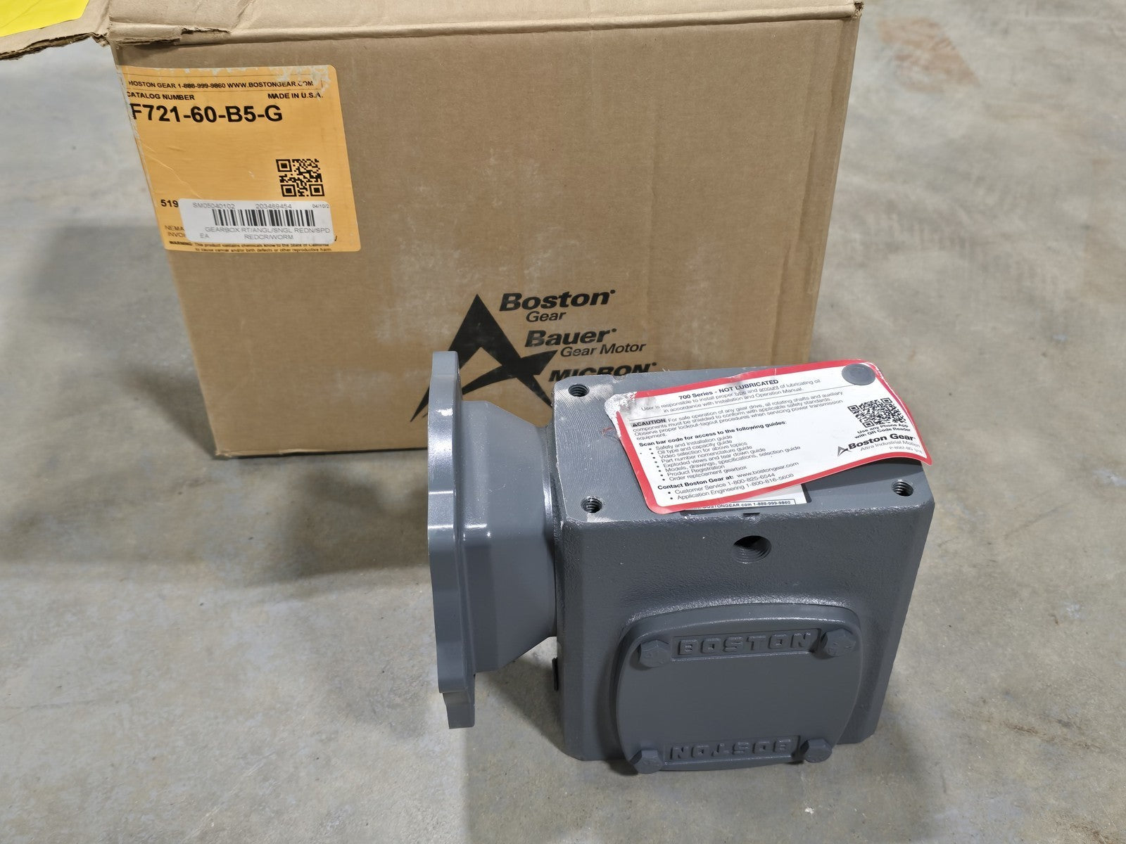 Boston Gear F721-60-B5-G 700 Series Worm Gear Speed Reducer 60:1 56C C-Face