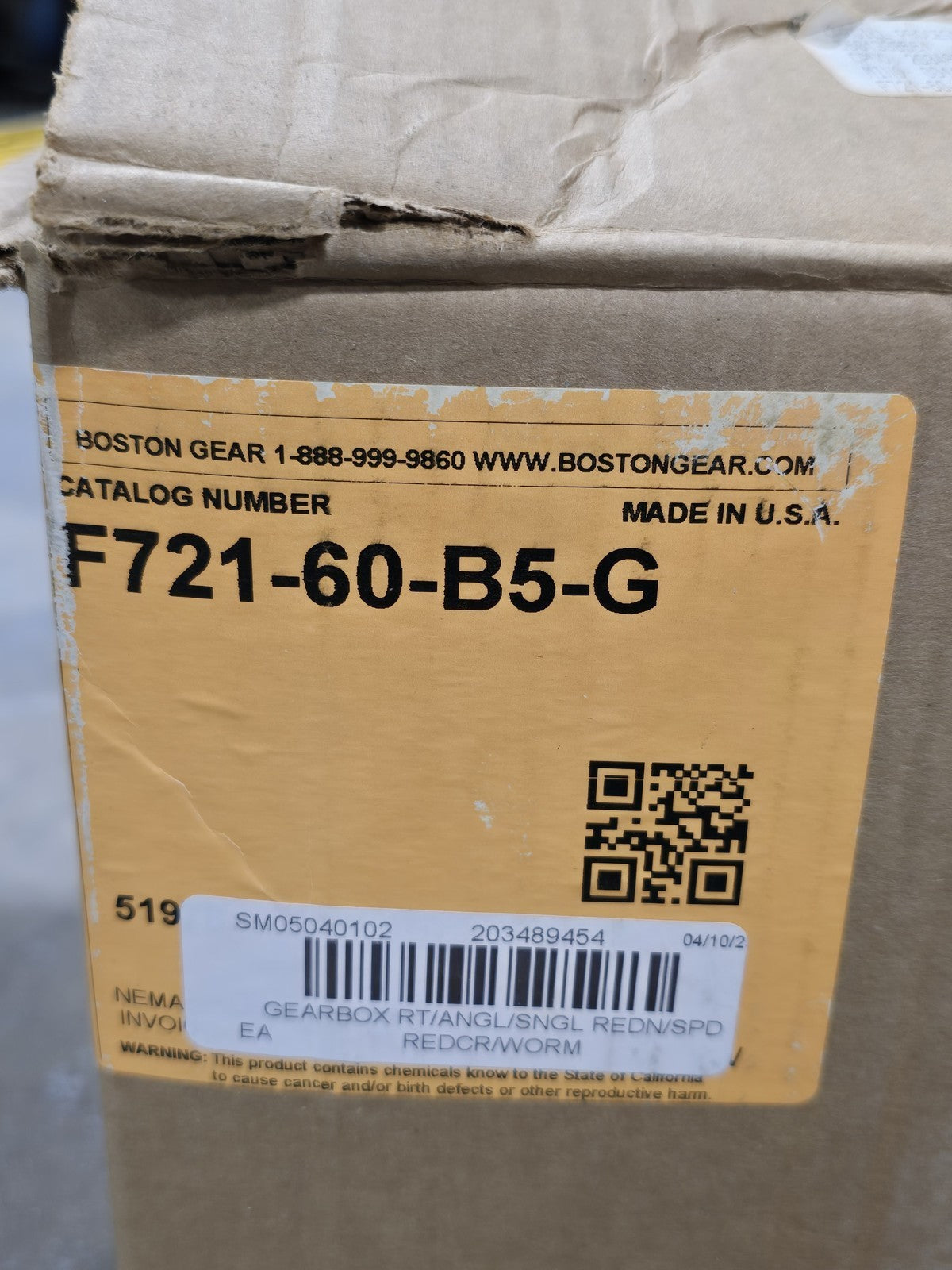 Boston Gear F721-60-B5-G 700 Series Worm Gear Speed Reducer 60:1 56C C-Face