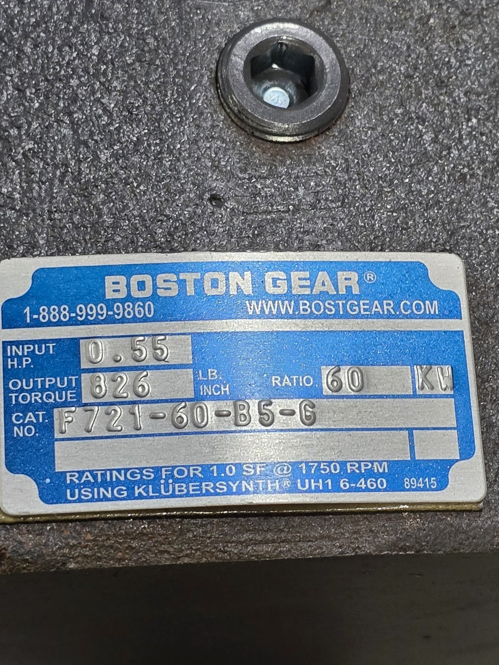 Boston Gear F721-60-B5-G 700 Series Worm Gear Speed Reducer 60:1 56C C-Face