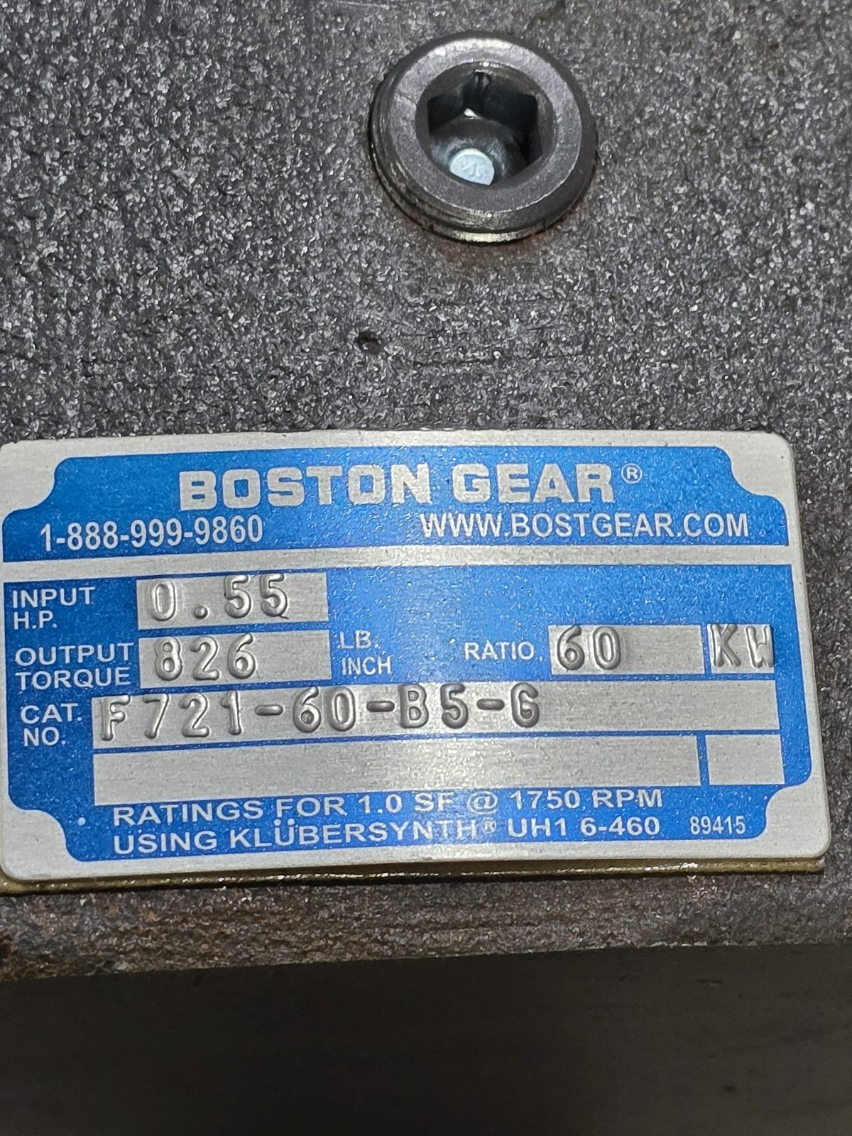 Boston Gear F721-60-B5-G 700 Series Worm Gear Speed Reducer 60:1 56C C-Face