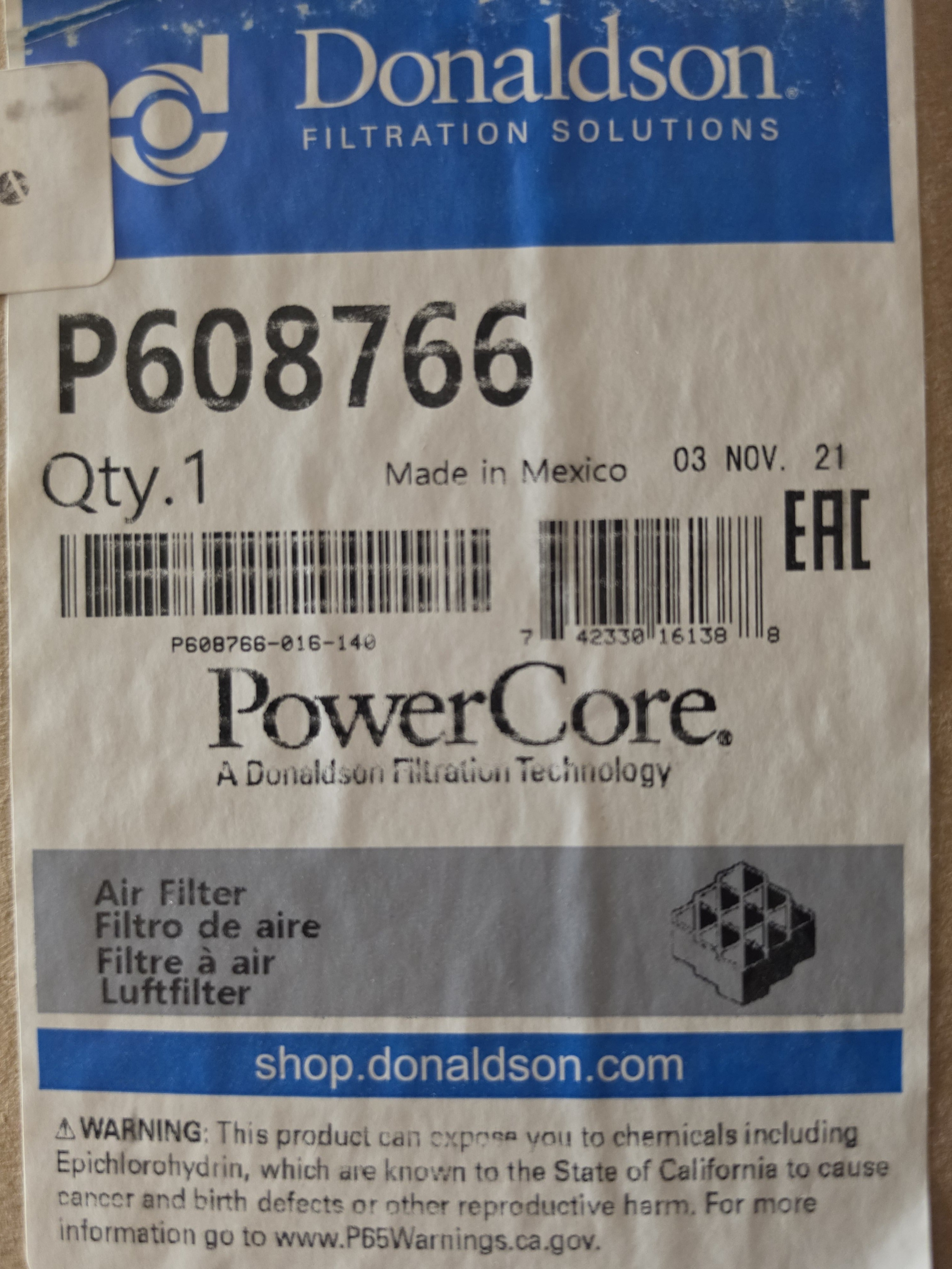 Donaldson P608766 PowerCore Air Filter Primary Obround New