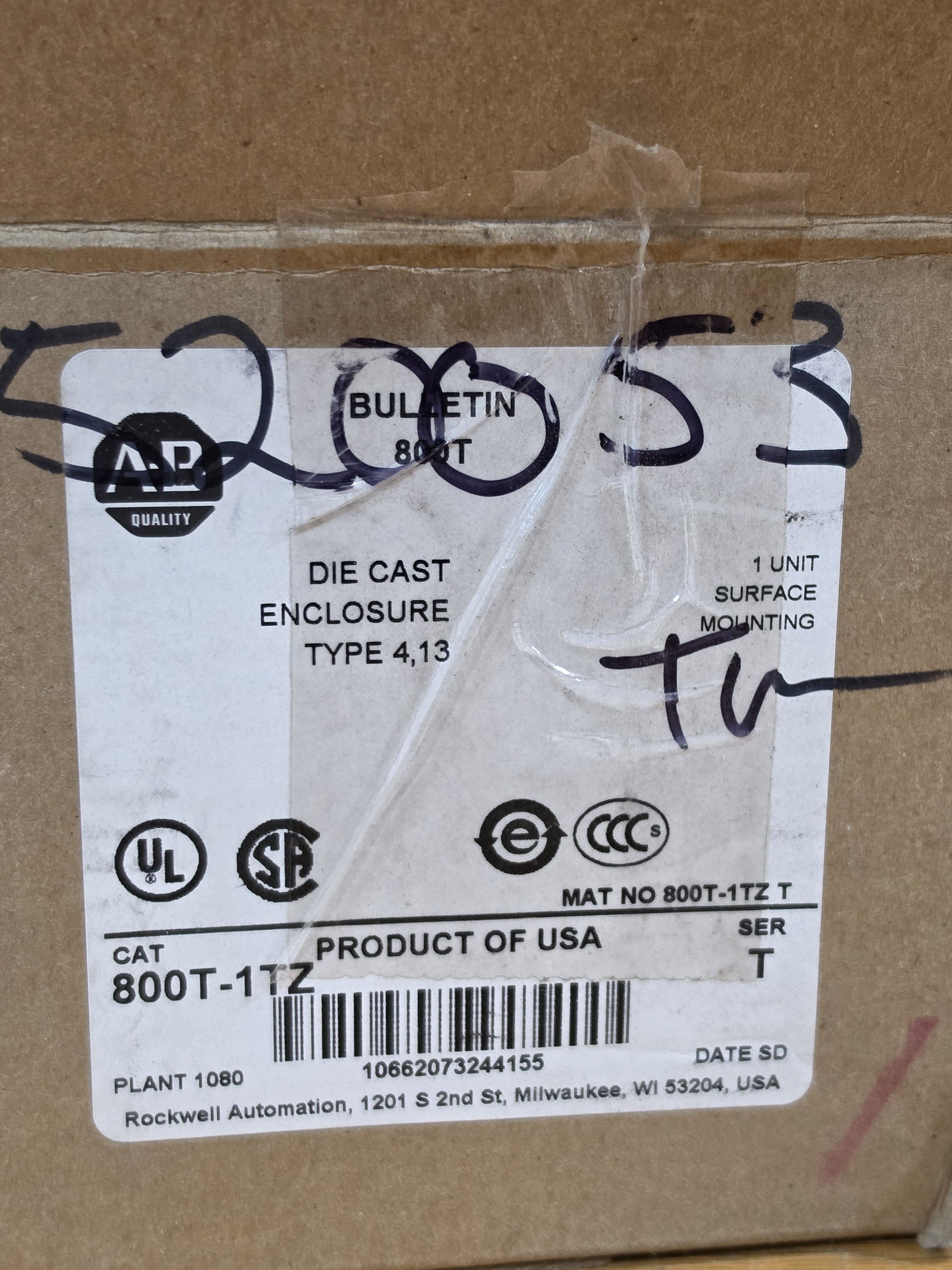 Allen-Bradley 800T-1TZ Die Cast Selector Switch Enclosure Type 4,13 FAN LIGHTS
