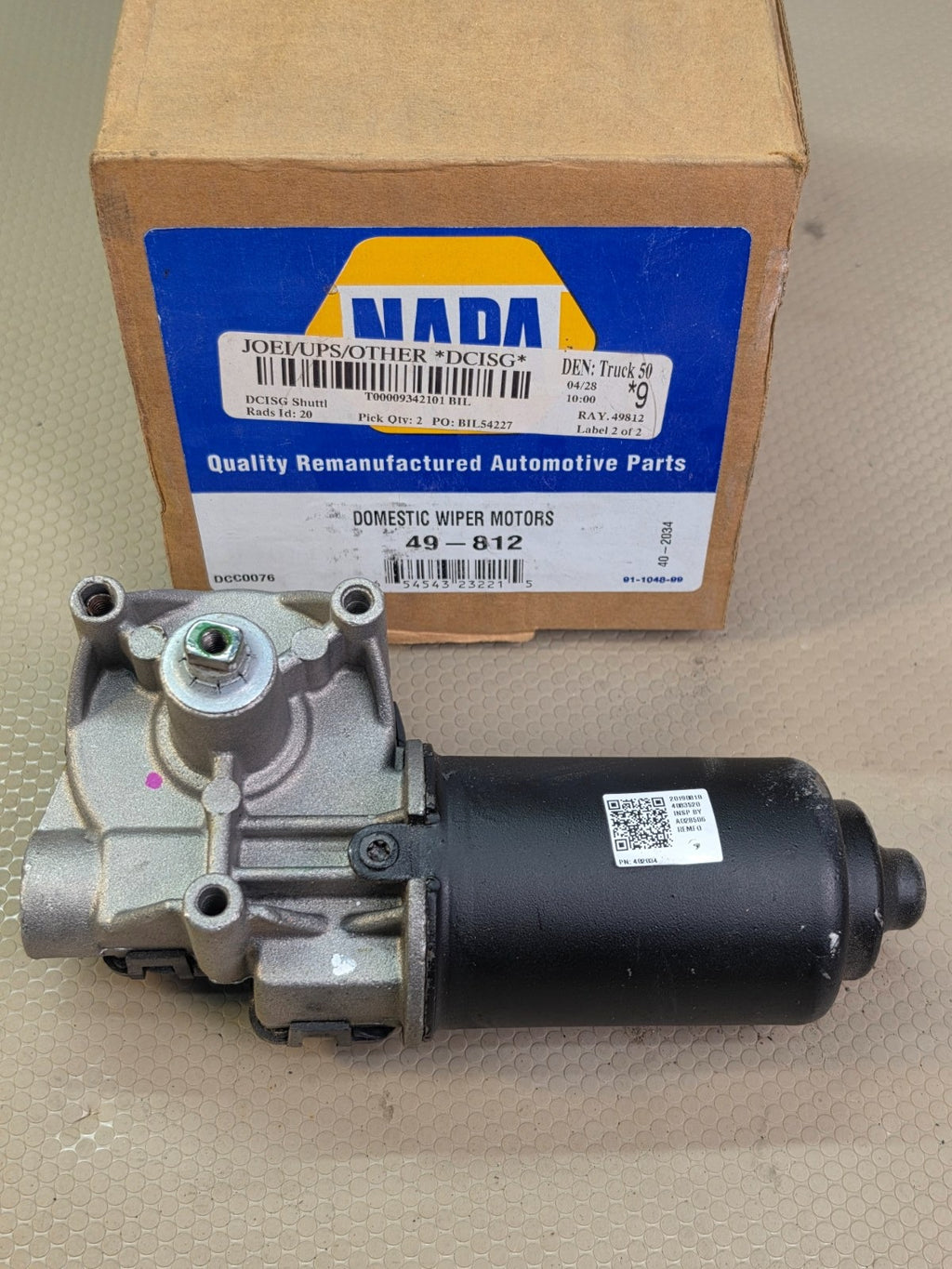 NAPA 49-812 Domestic Wiper Motor Remanufactured Automotive Part NEW