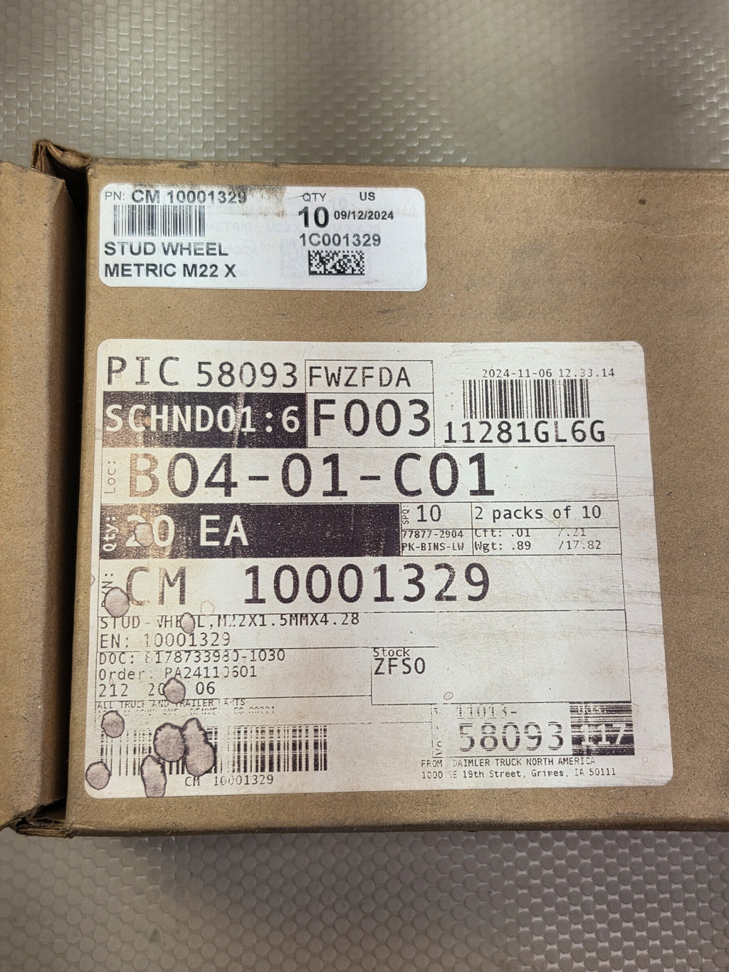 ConMet CM 10001329 Wheel Stud M22x1.5mm 4.28" Grade 10.9 New 10 Pcs Heavy Duty T