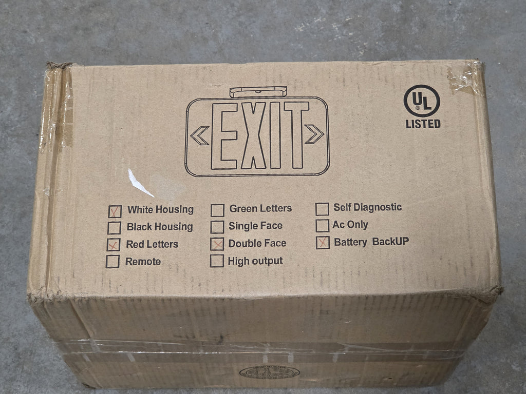 6 PACK FHEX20WREM LED Emergency EXIT Sign Red Letters Double Face Battery Backup