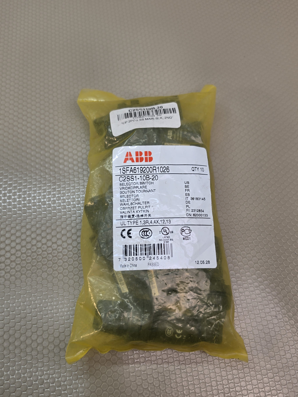 ABB C2SS1-10B-20 1SFA619200R1026 2-Position Selector Switch 2NO *10 Pieces*