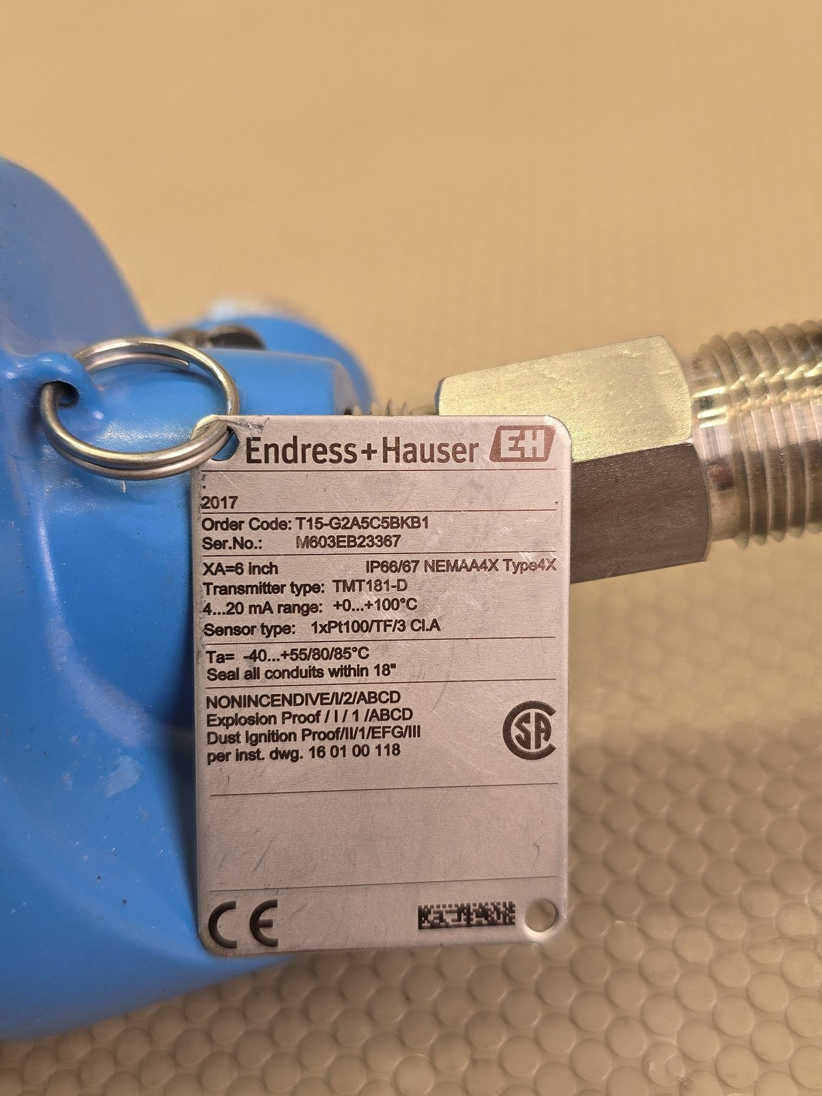 Endress+Hauser T15 RTD Temperature Transmitter Proof T15-G2A5C5BKB1 TMT181-D