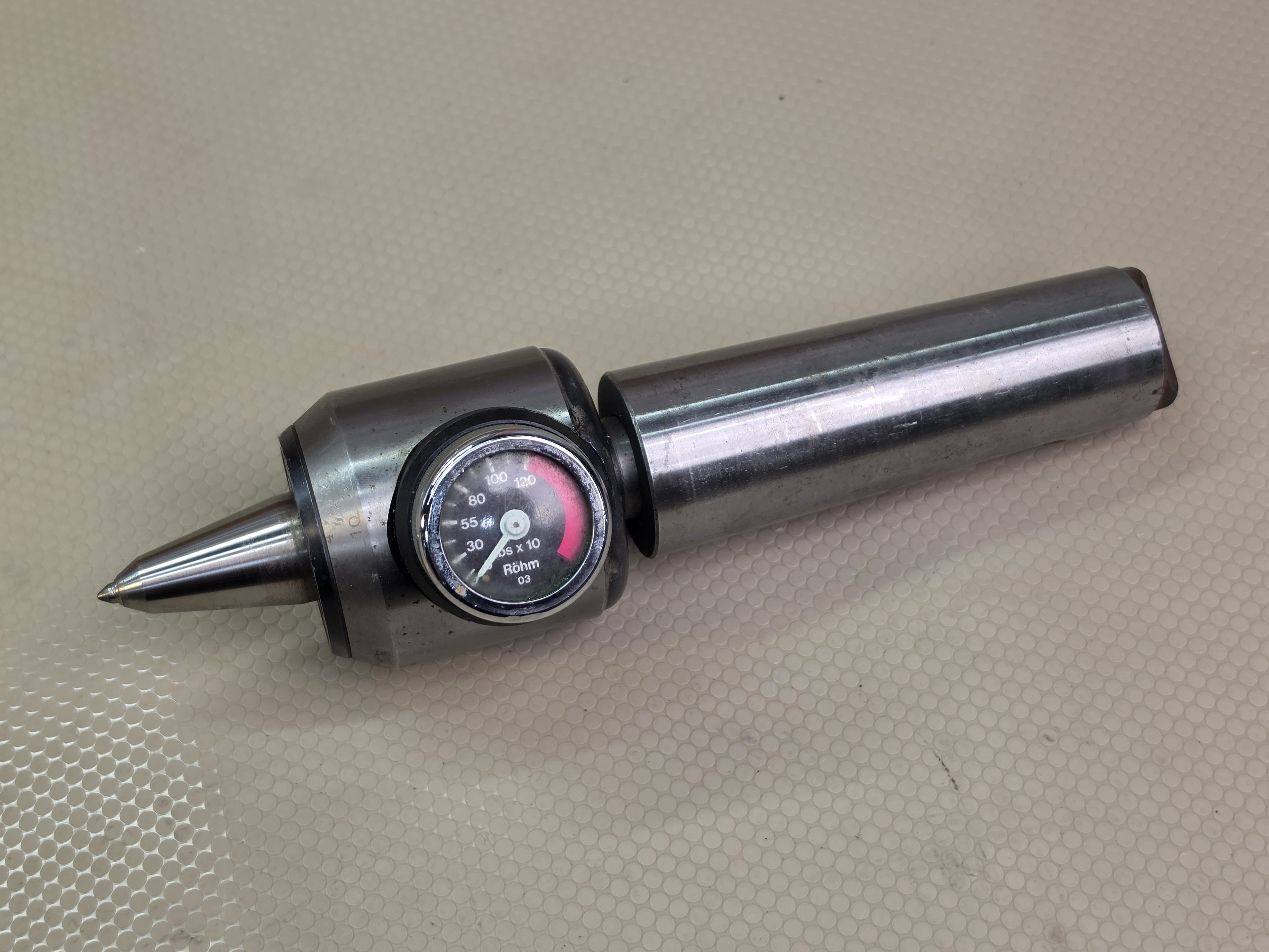 RÖHM 503 VL MK 3 Live Revolving Center W. Germany with Gauge Lathe Tailstock