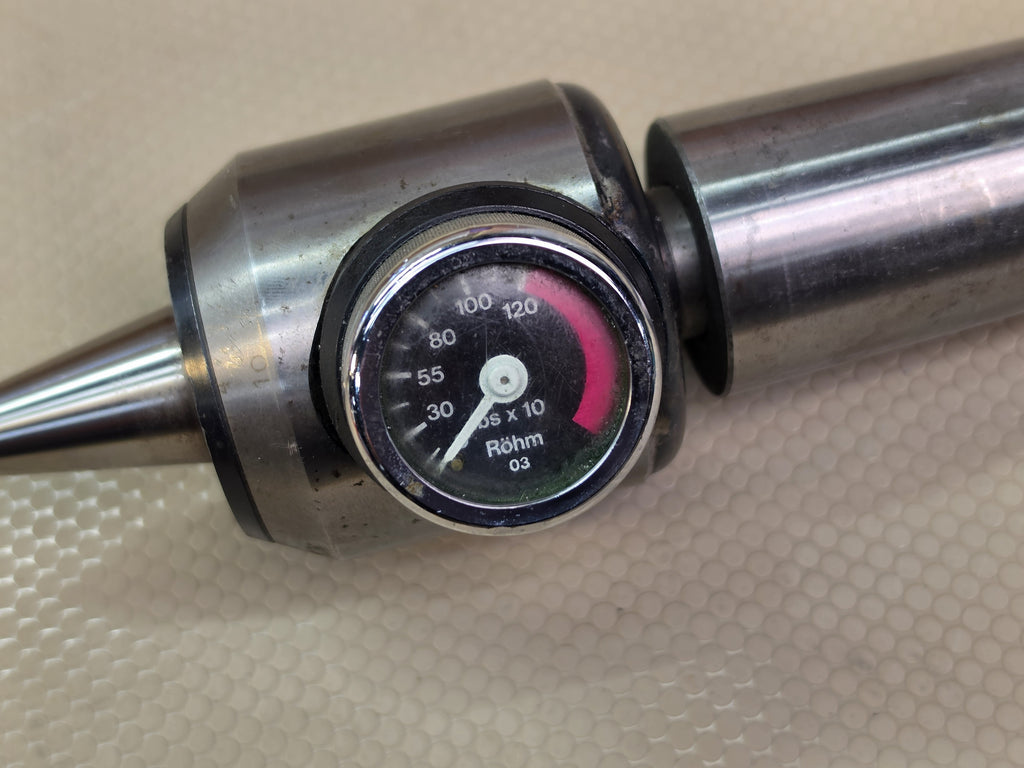 RÖHM 503 VL MK 3 Live Revolving Center W. Germany with Gauge Lathe Tailstock