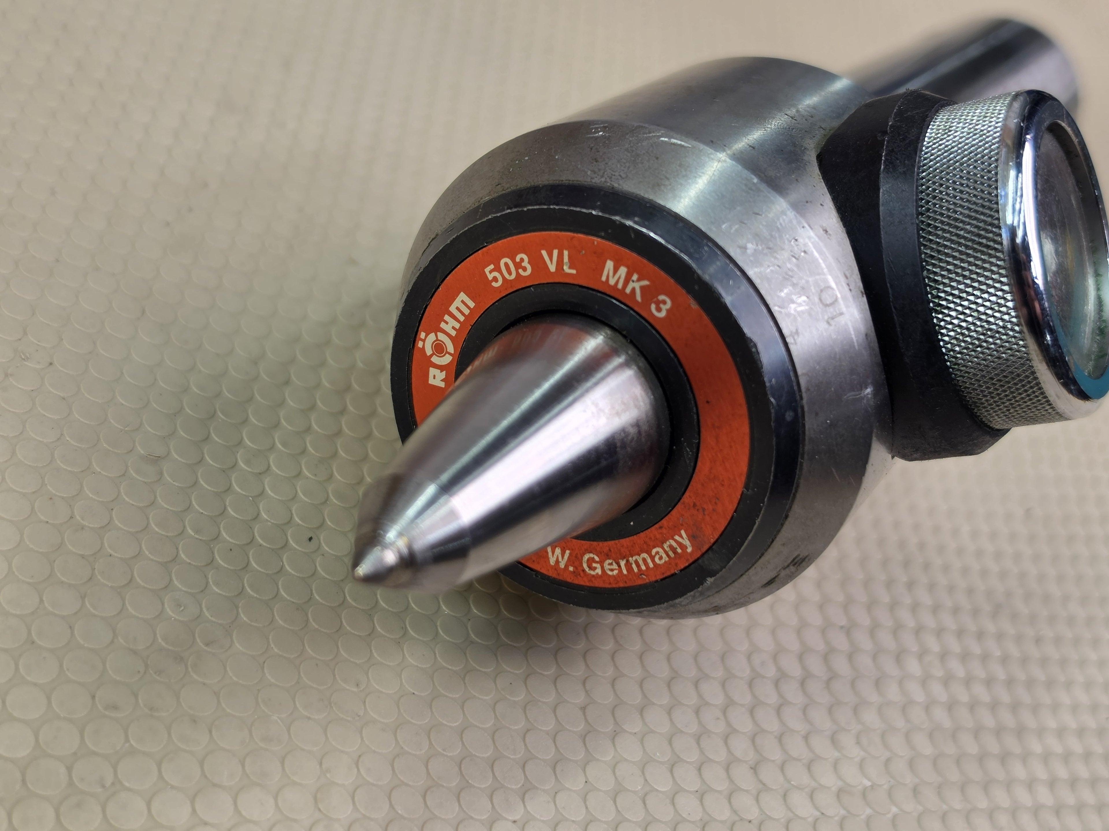 RÖHM 503 VL MK 3 Live Revolving Center W. Germany with Gauge Lathe Tailstock