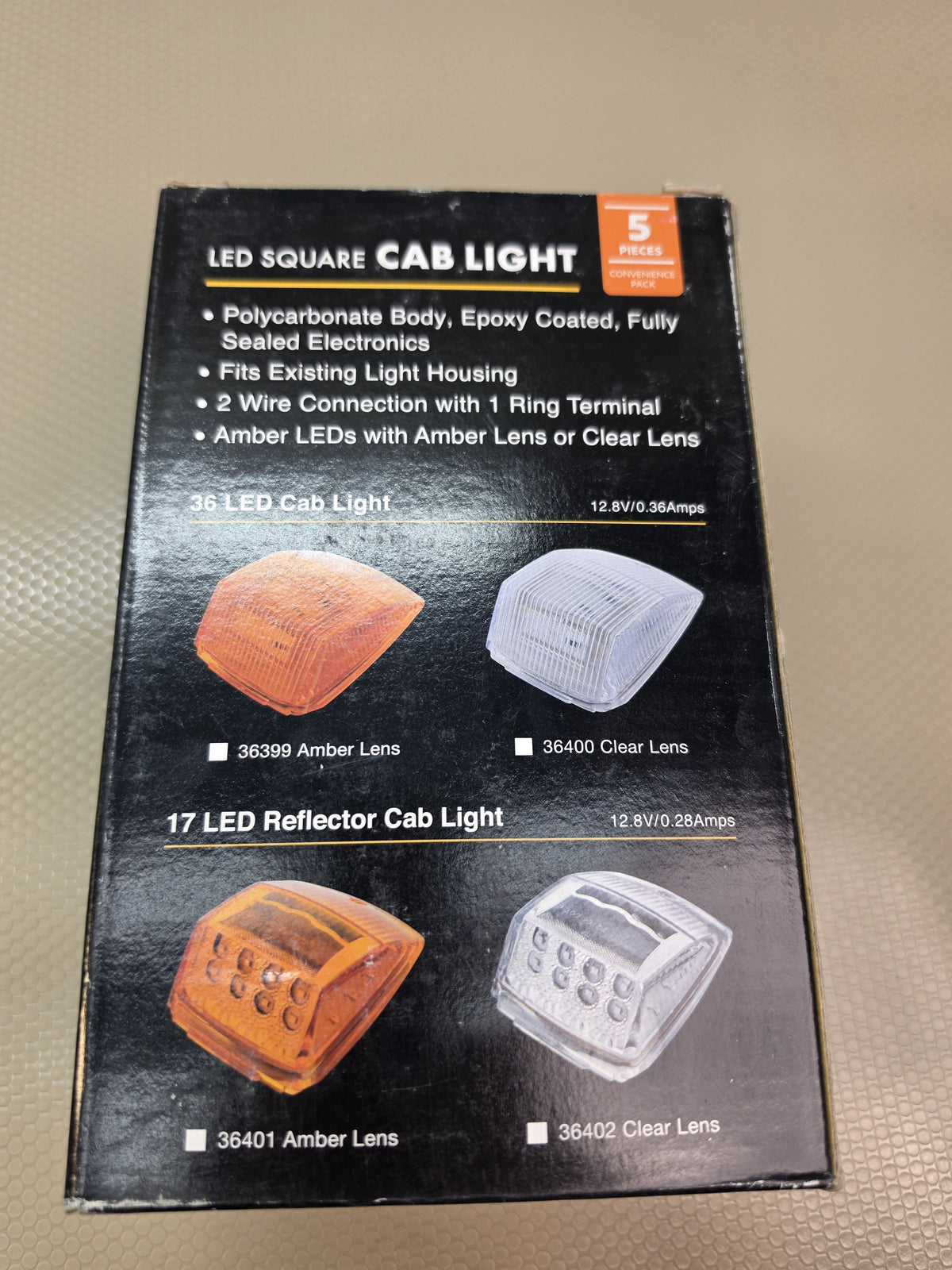 LED Cab Clearance Light for Kenworth 17 Amber LEDs/Clear Lens UP# 36402 Set of 5