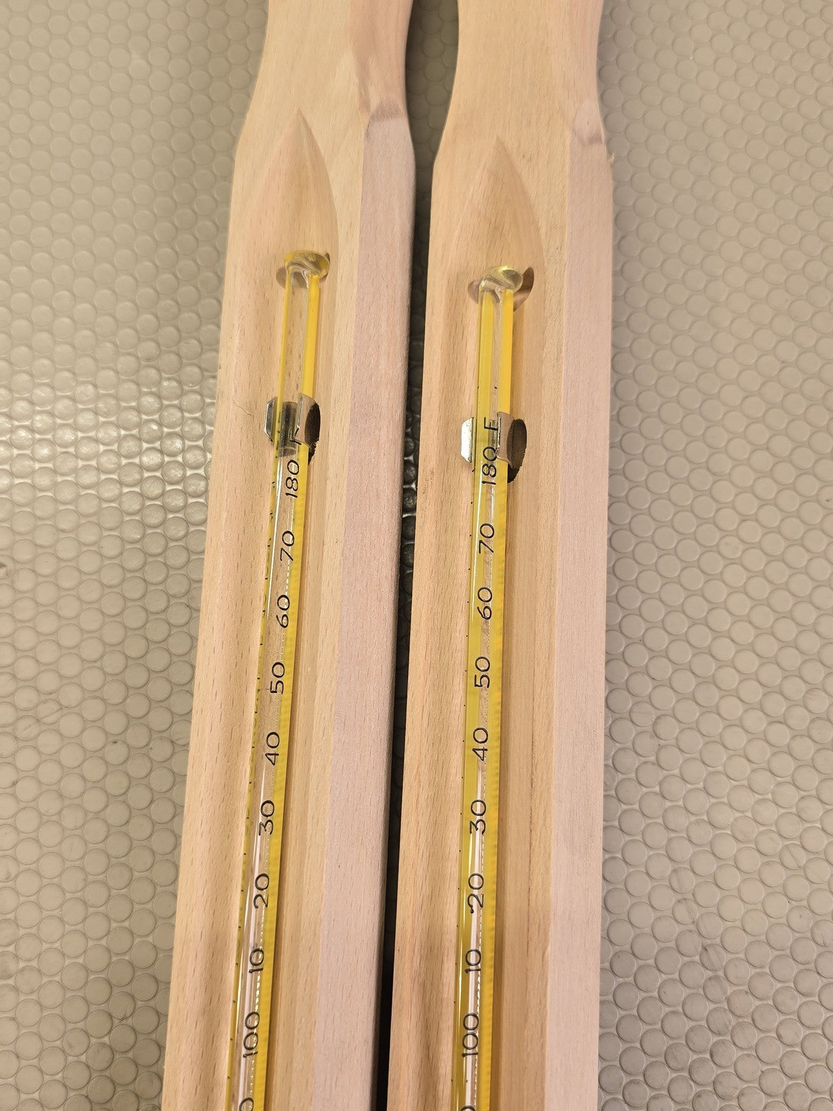 NEW Pair Wood Back Brass Industrial Liquid Thermometers 0-180°F Oil Centrifuge