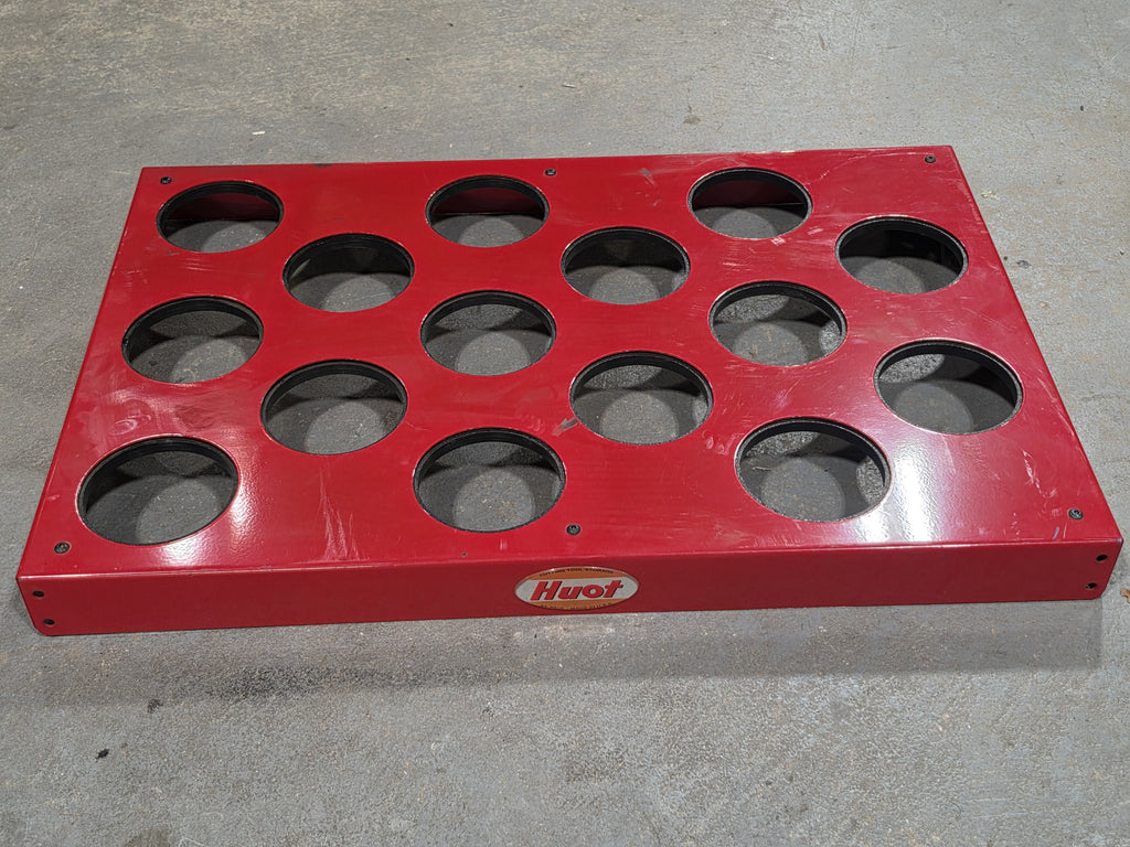 Huot 15-Hole Red Metal Cutting Tool Storage Tray Organizer Made in USA for CAT50 BT50