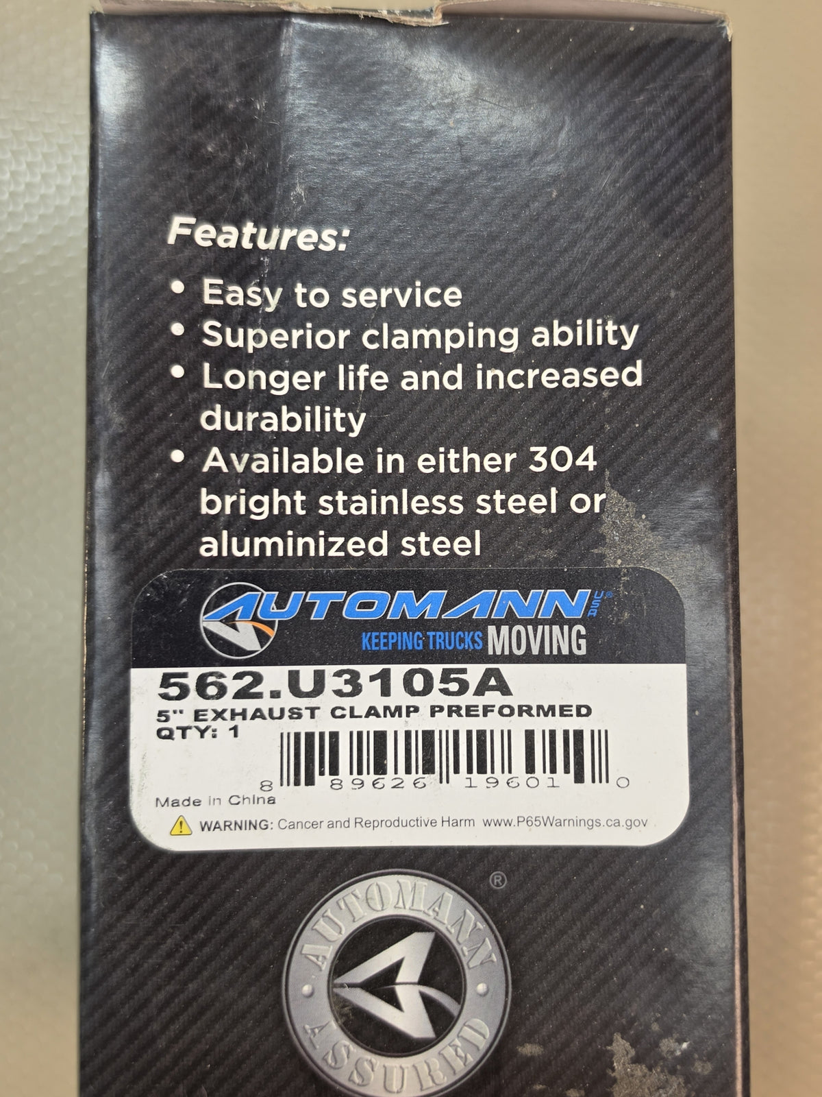 Automann 562.U3105A 5" Pre-Formed Aluminized Exhaust Band Clamp Truck