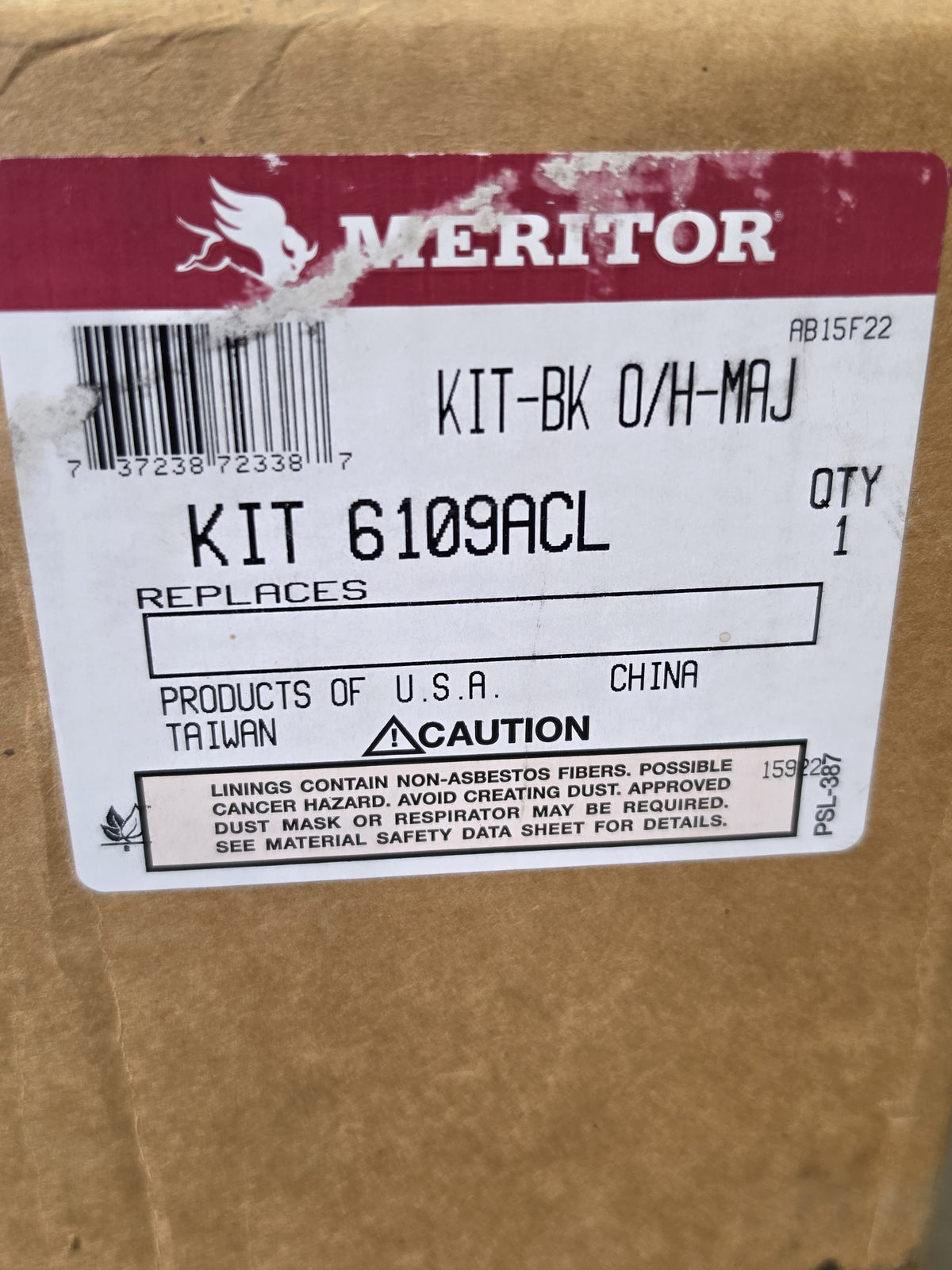 Meritor KIT6109ACL Brake Shoe Lining Kit w/ Hardware O/H-MAJ