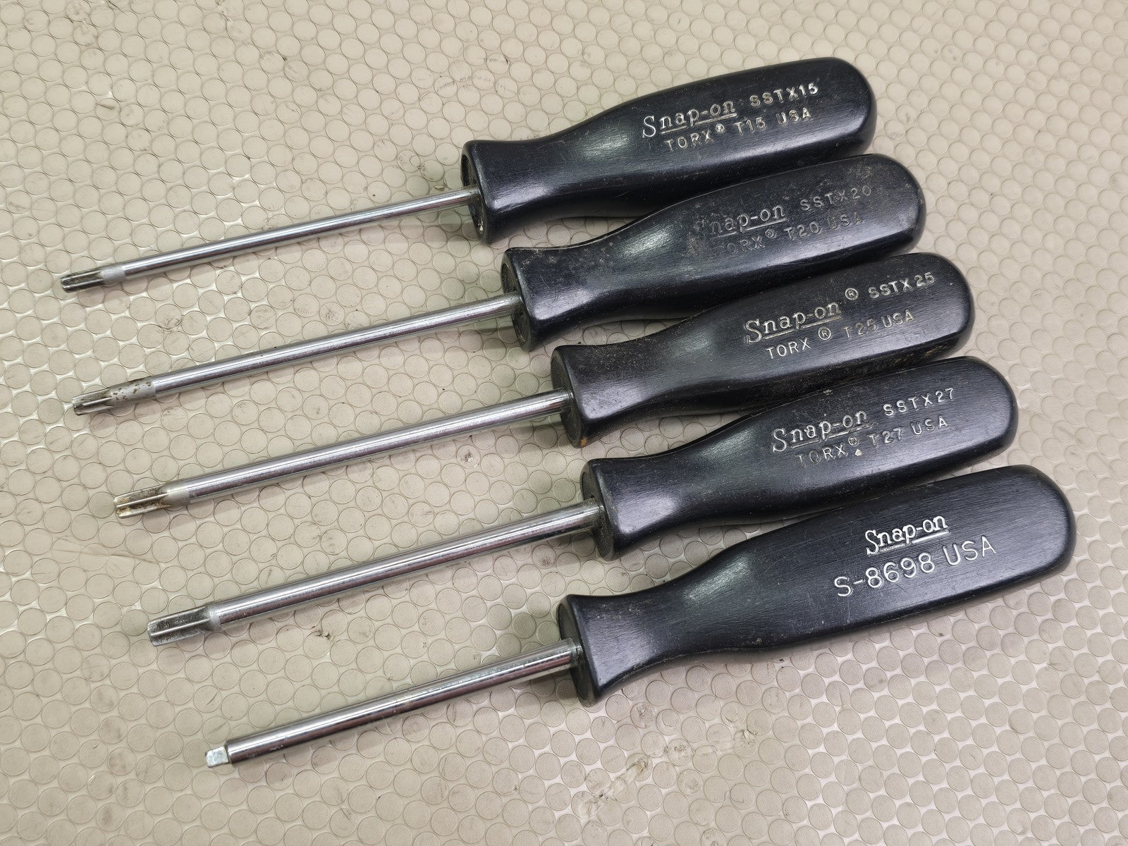 Snap-on 5-Pc Screwdriver Set Torx T15 T20 T25 T27 & Slotted S-8698 USA Hard Hand
